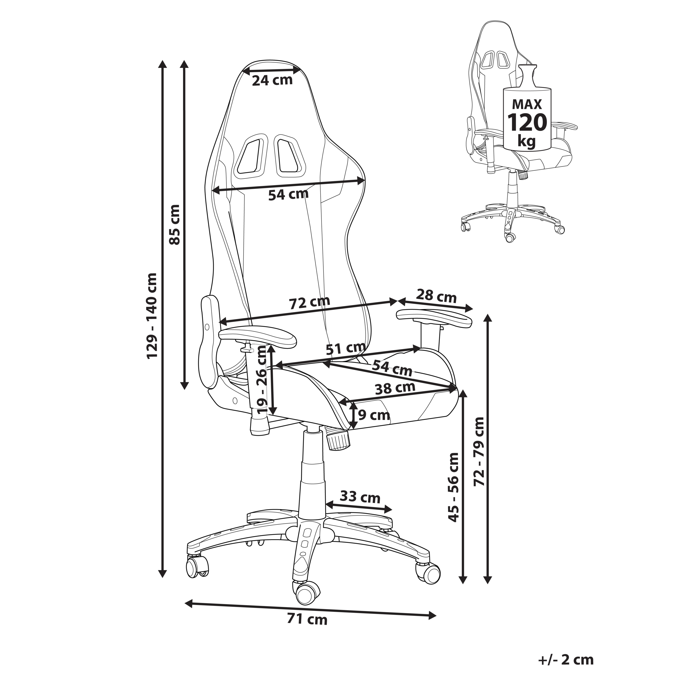 Scaun gaming KNIGHT Piele ecologică Auriu [3]