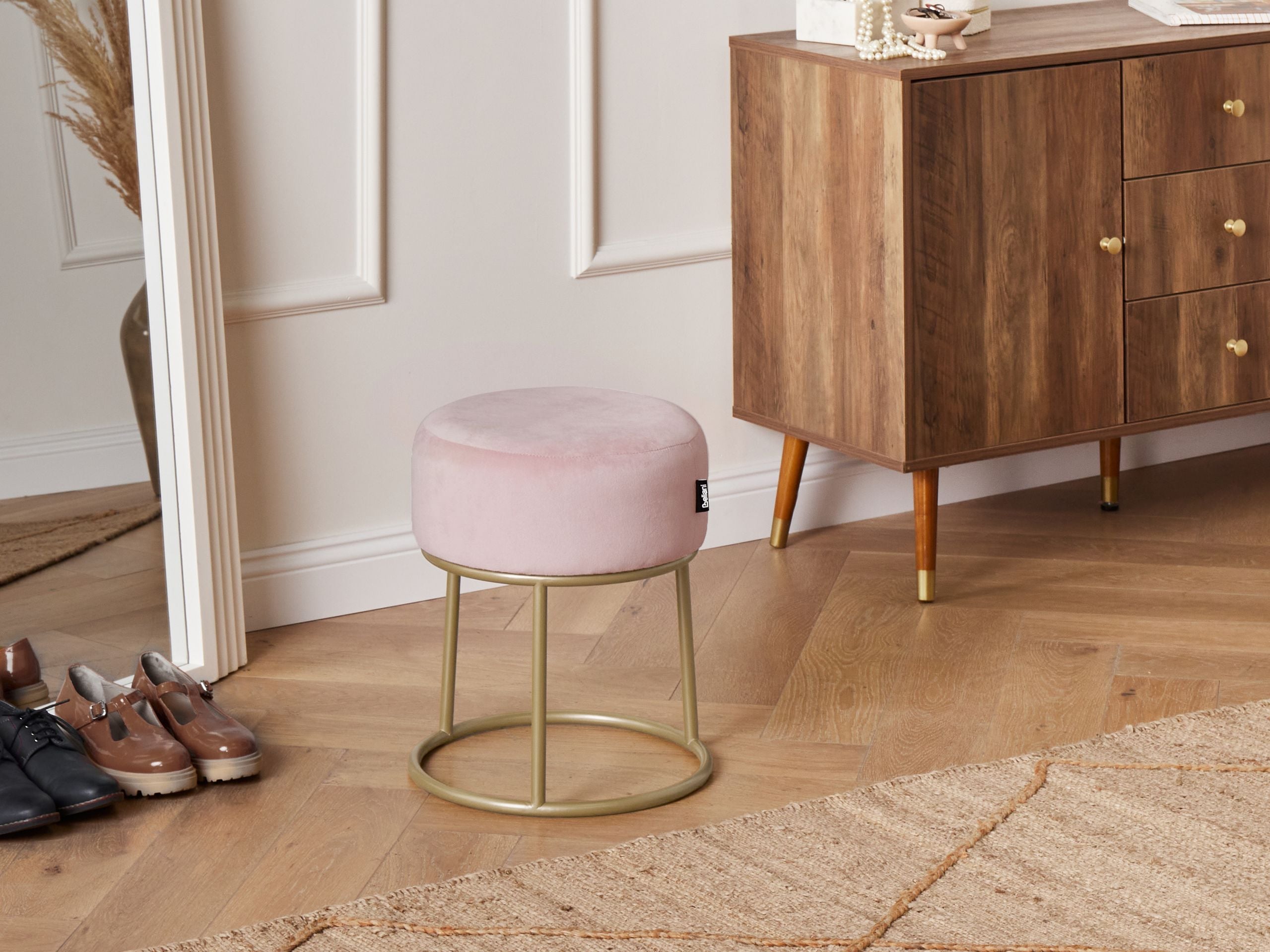 Scaun taburet - Scaun taburet DELCO Catifea Roz pastel