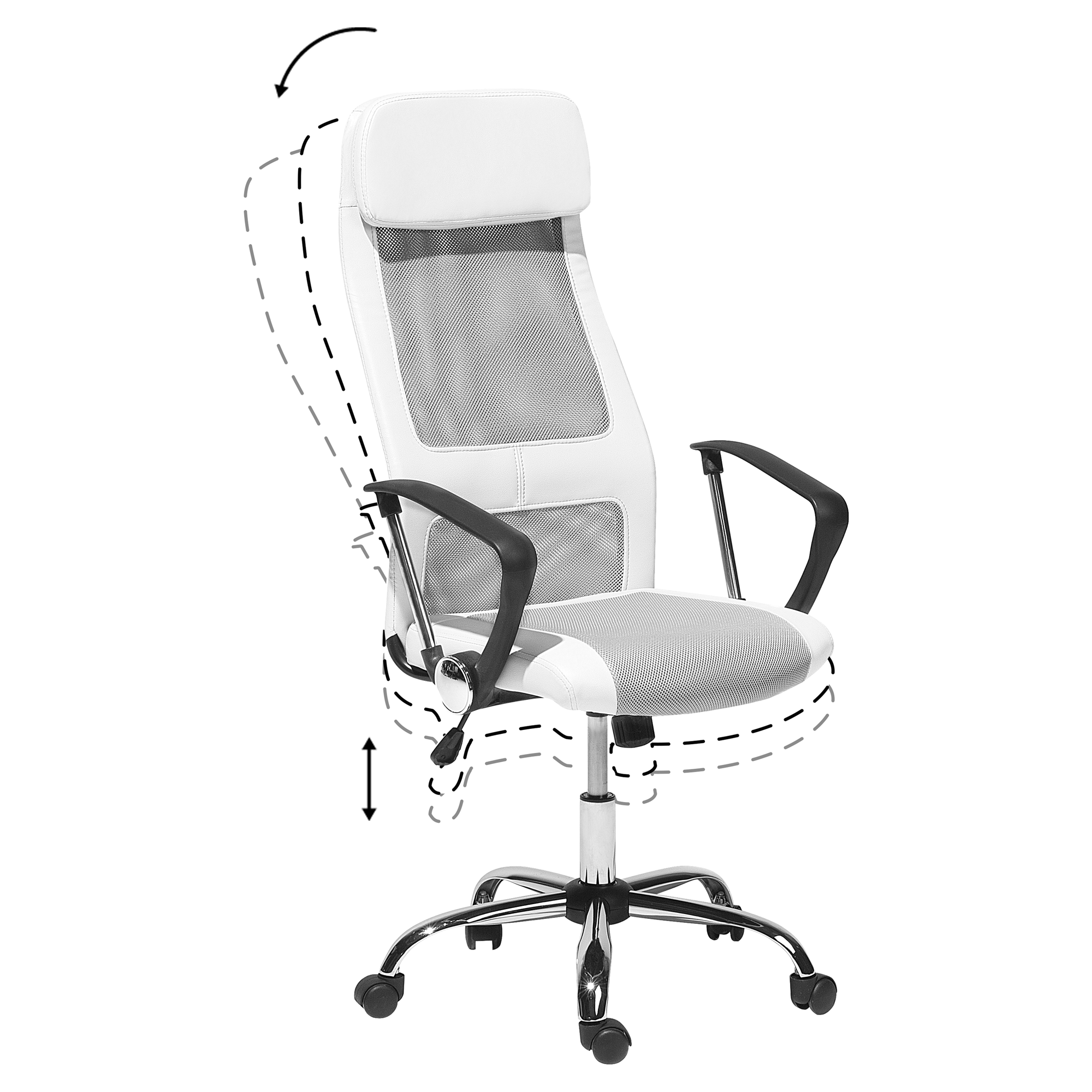 Scaun ergonomic PIONEER Piele ecologică Alb [7]