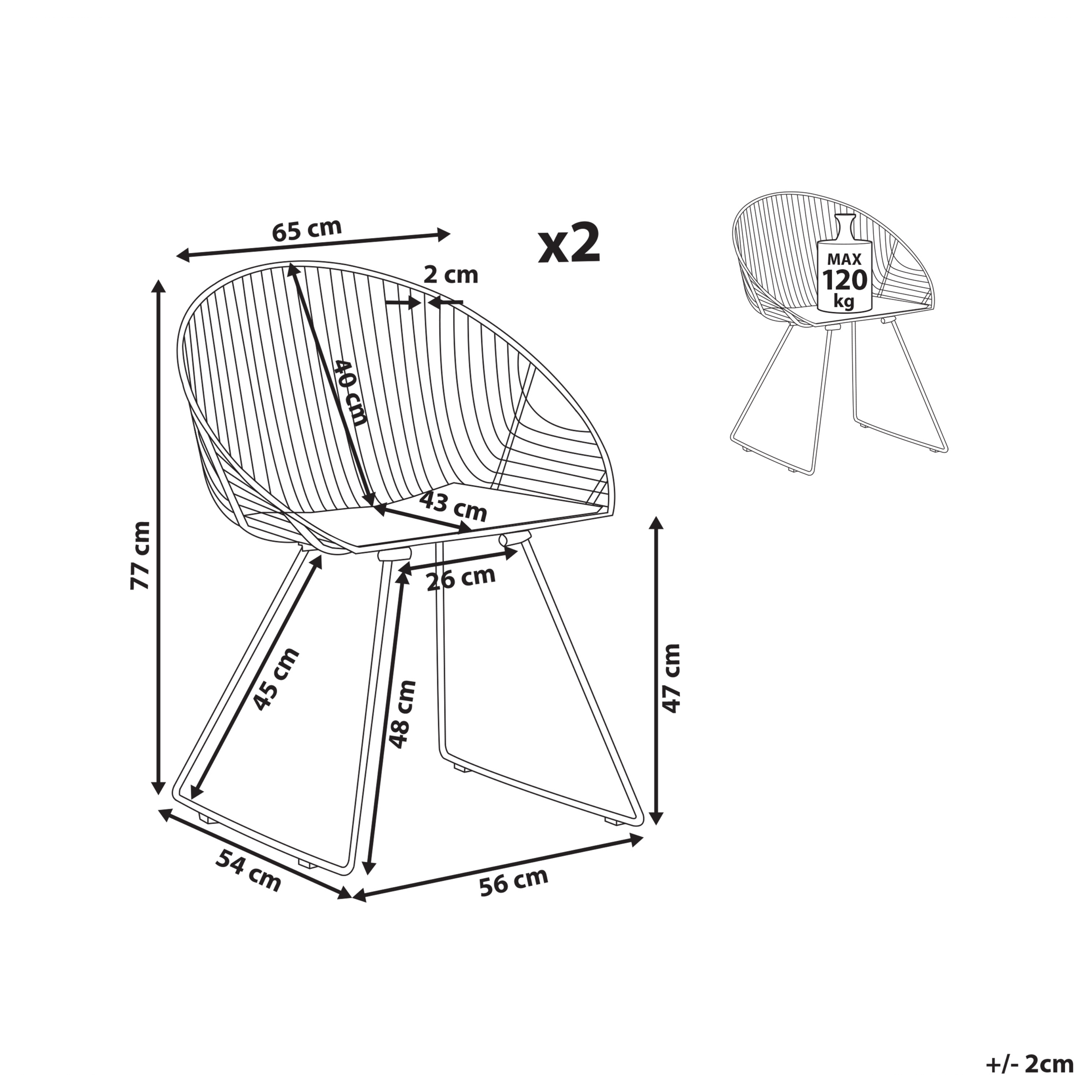 Set of 2 dining chairs AURORA Metal Black [3]