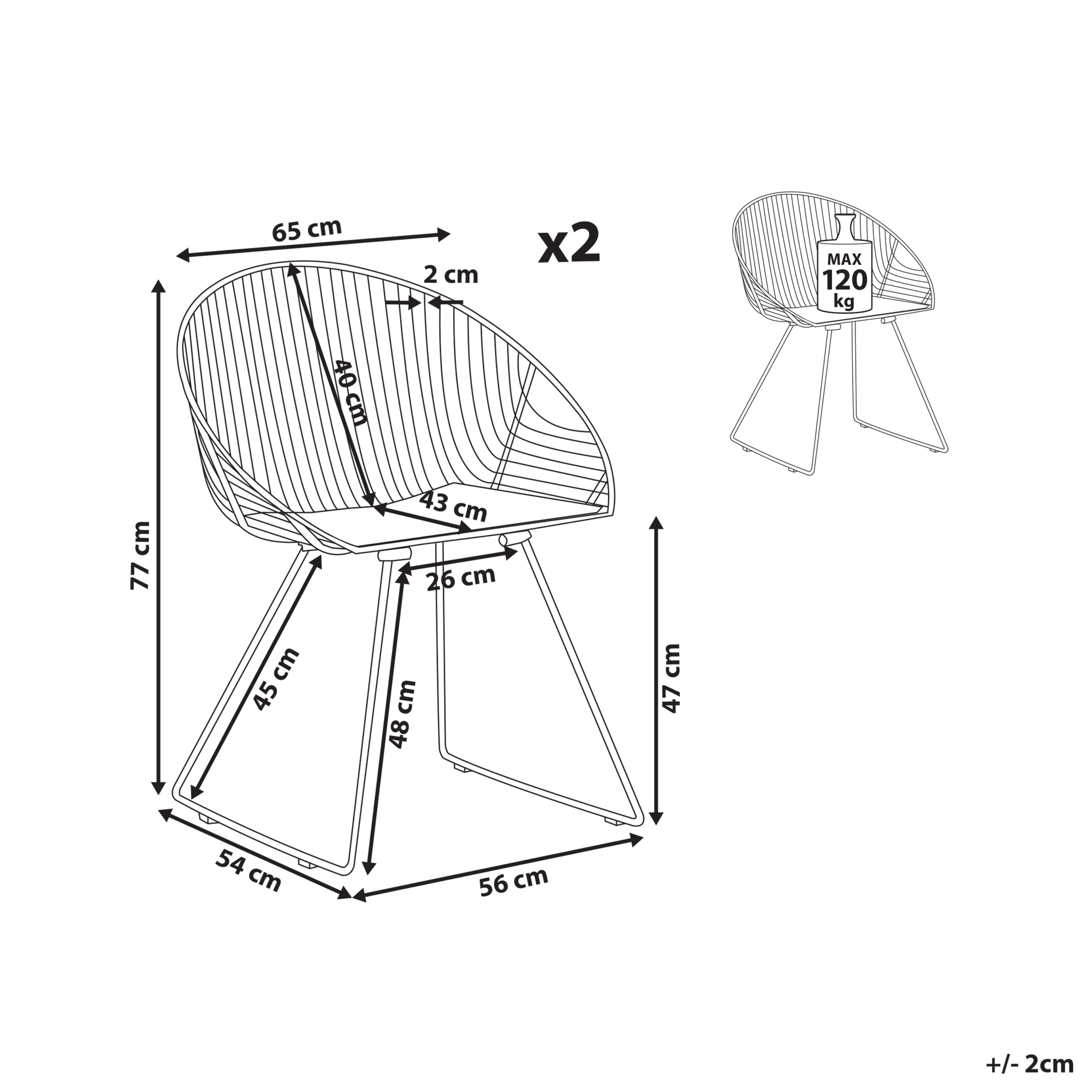 Set of 2 dining chairs AURORA Metal Silver [3]