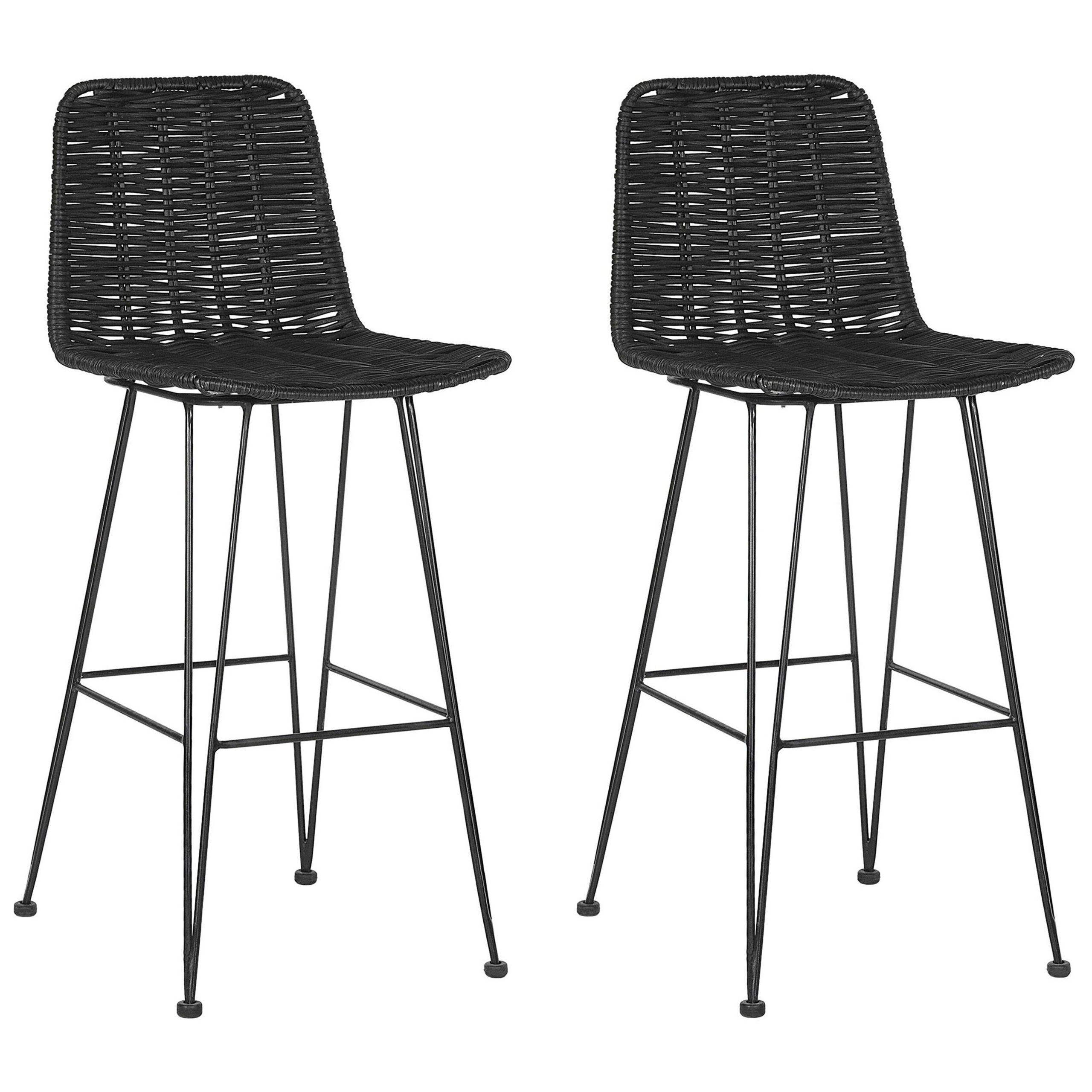Set of 2 bar chairs CASSITA Rattan Black [2]