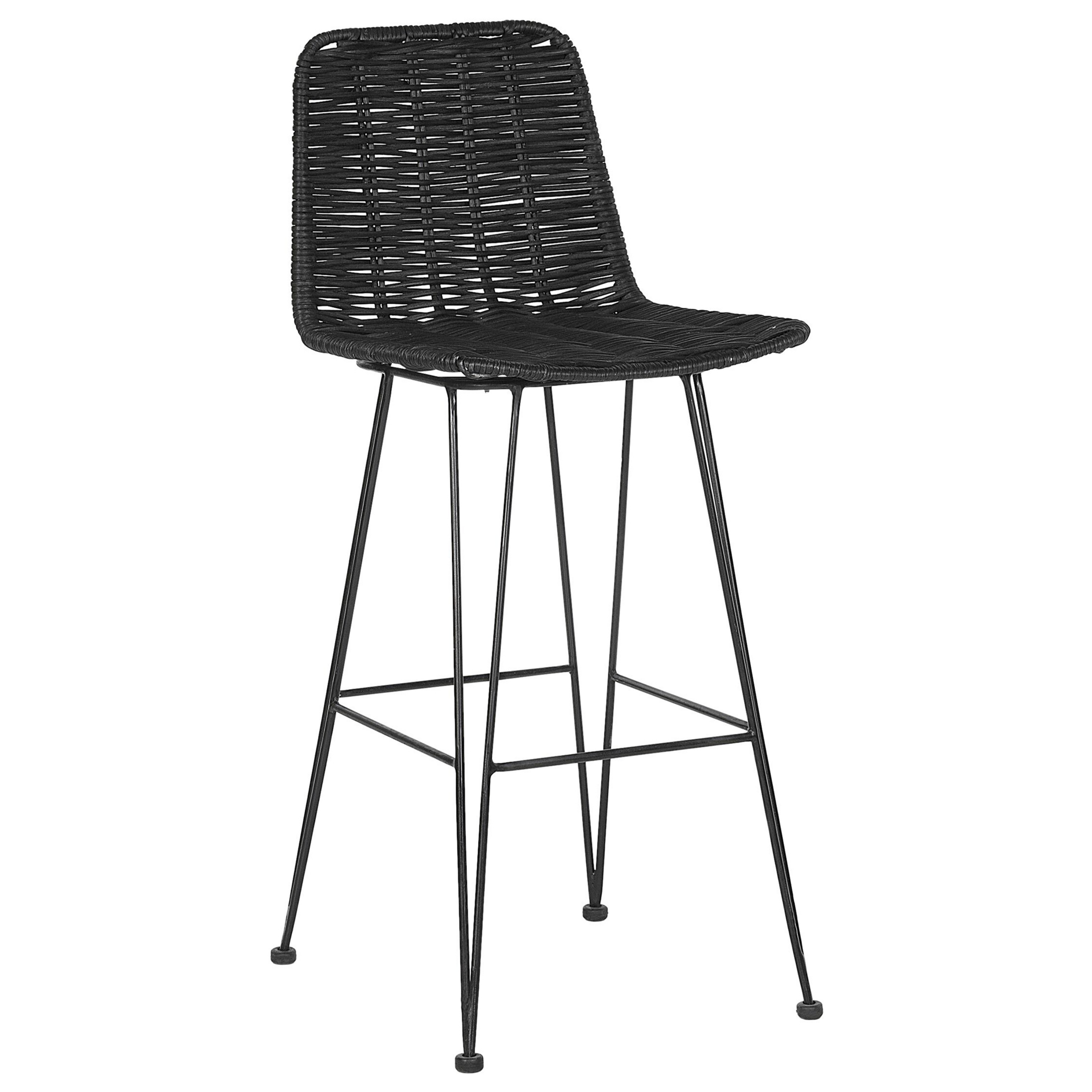 Set of 2 bar chairs CASSITA Rattan Black [4]