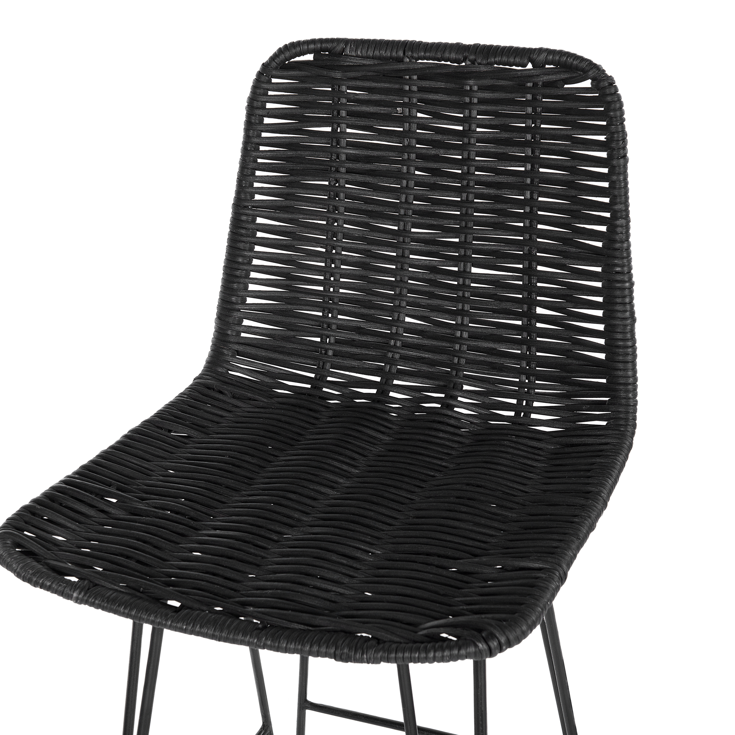 Set of 2 bar chairs CASSITA Rattan Black [8]