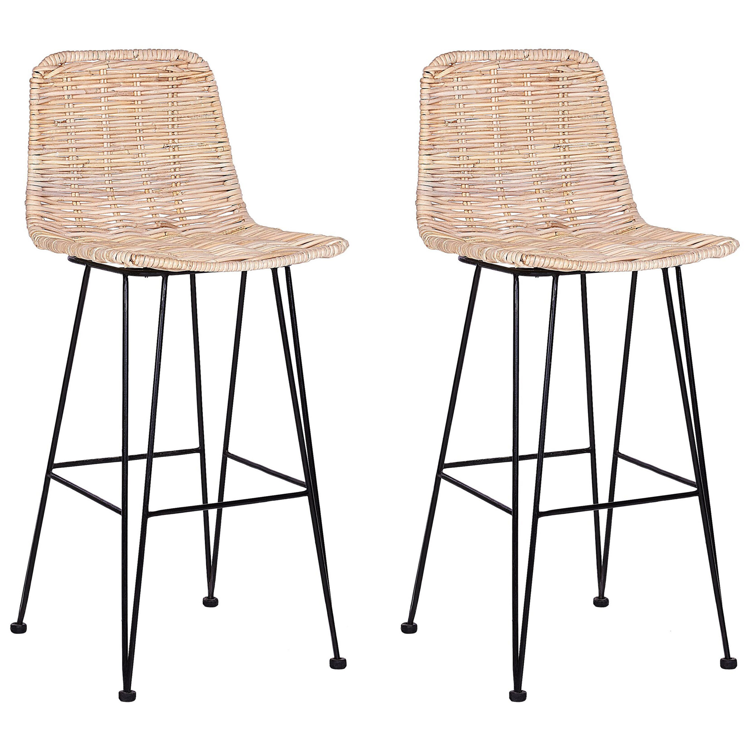 Set of 2 bar stools CASSITA Natural rattan [2]