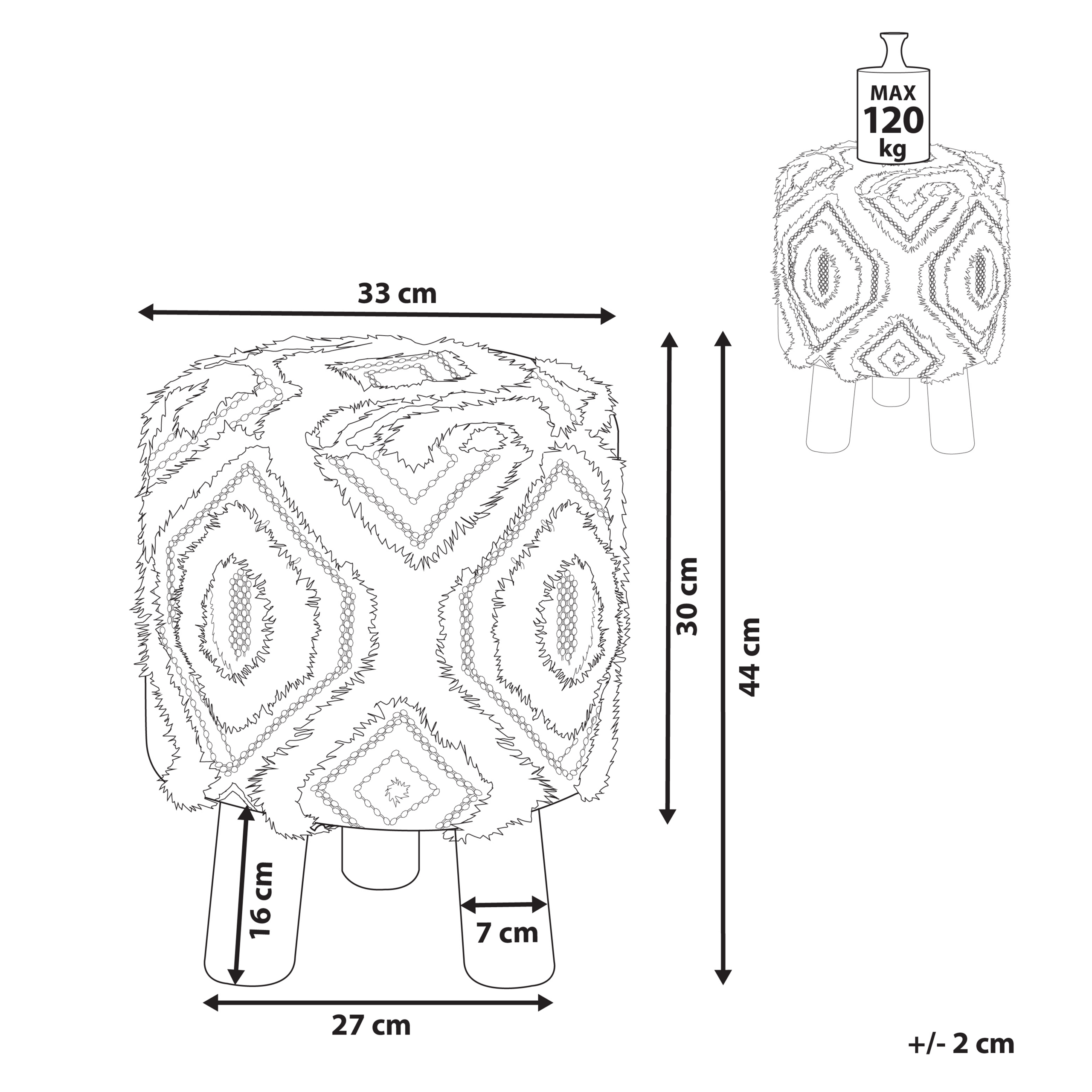 Scaun taburet AGRA Lână Alb [3]