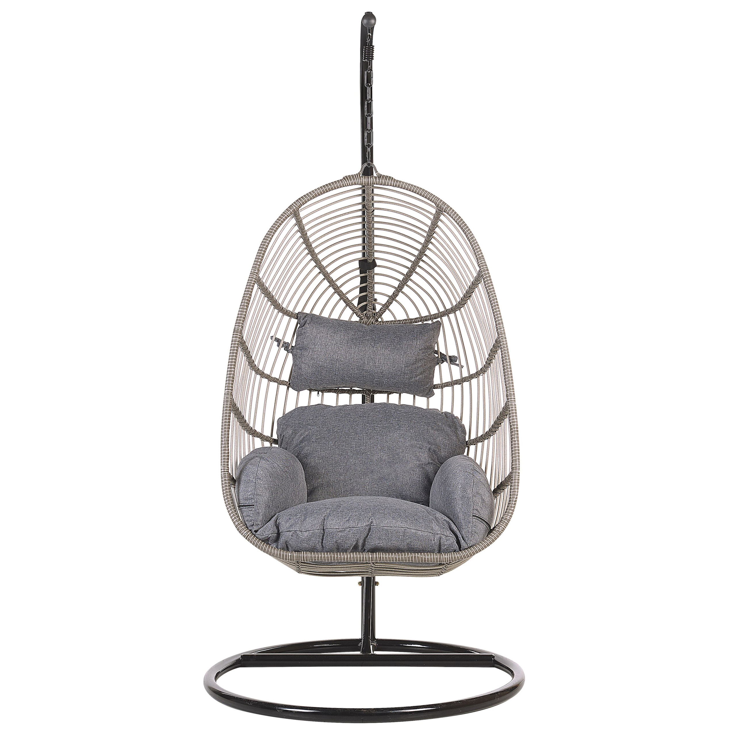CASOLI Hanging Armchair with Support Synthetic Rattan Grey [4]