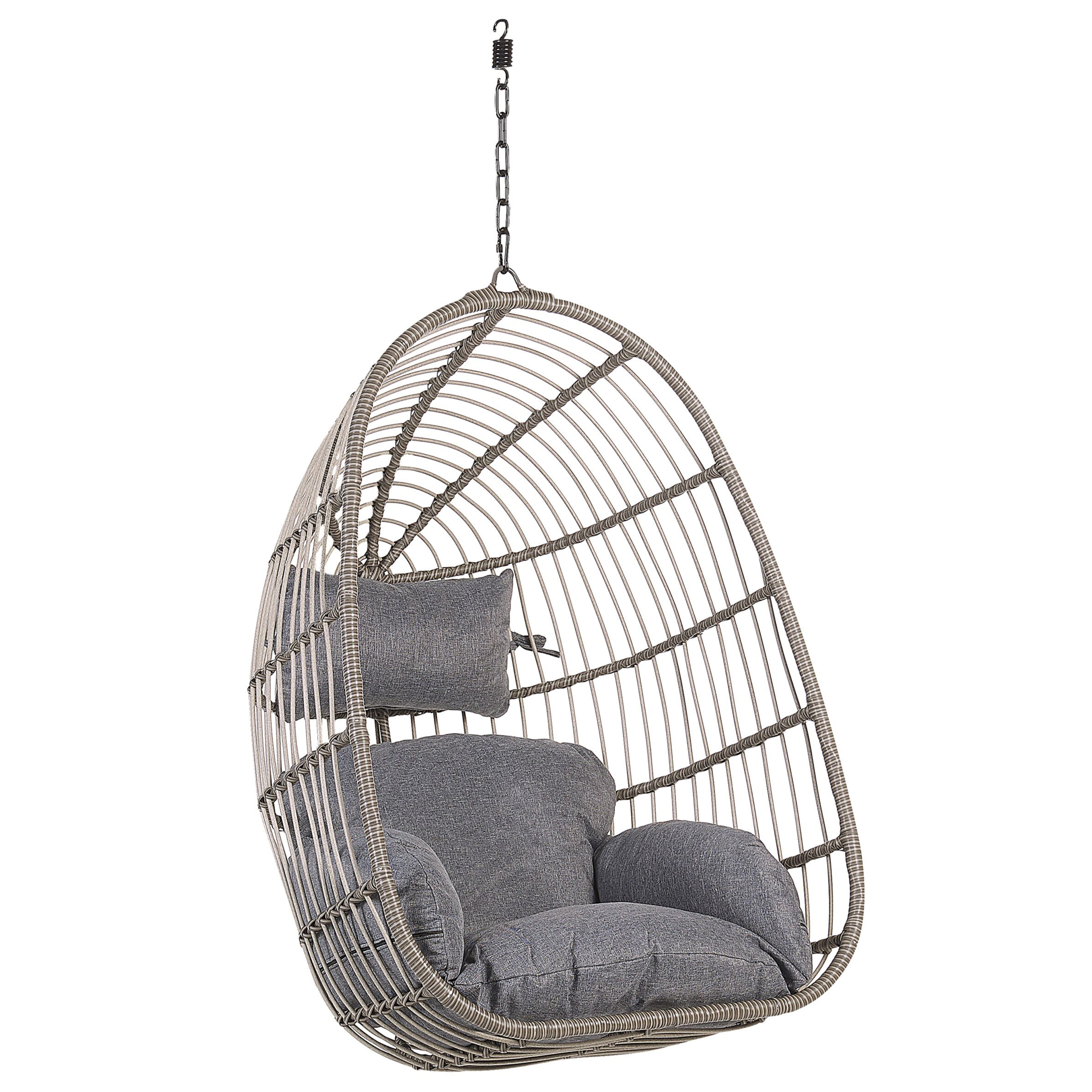 CASOLI Hanging Armchair with Support Synthetic Rattan Grey [6]