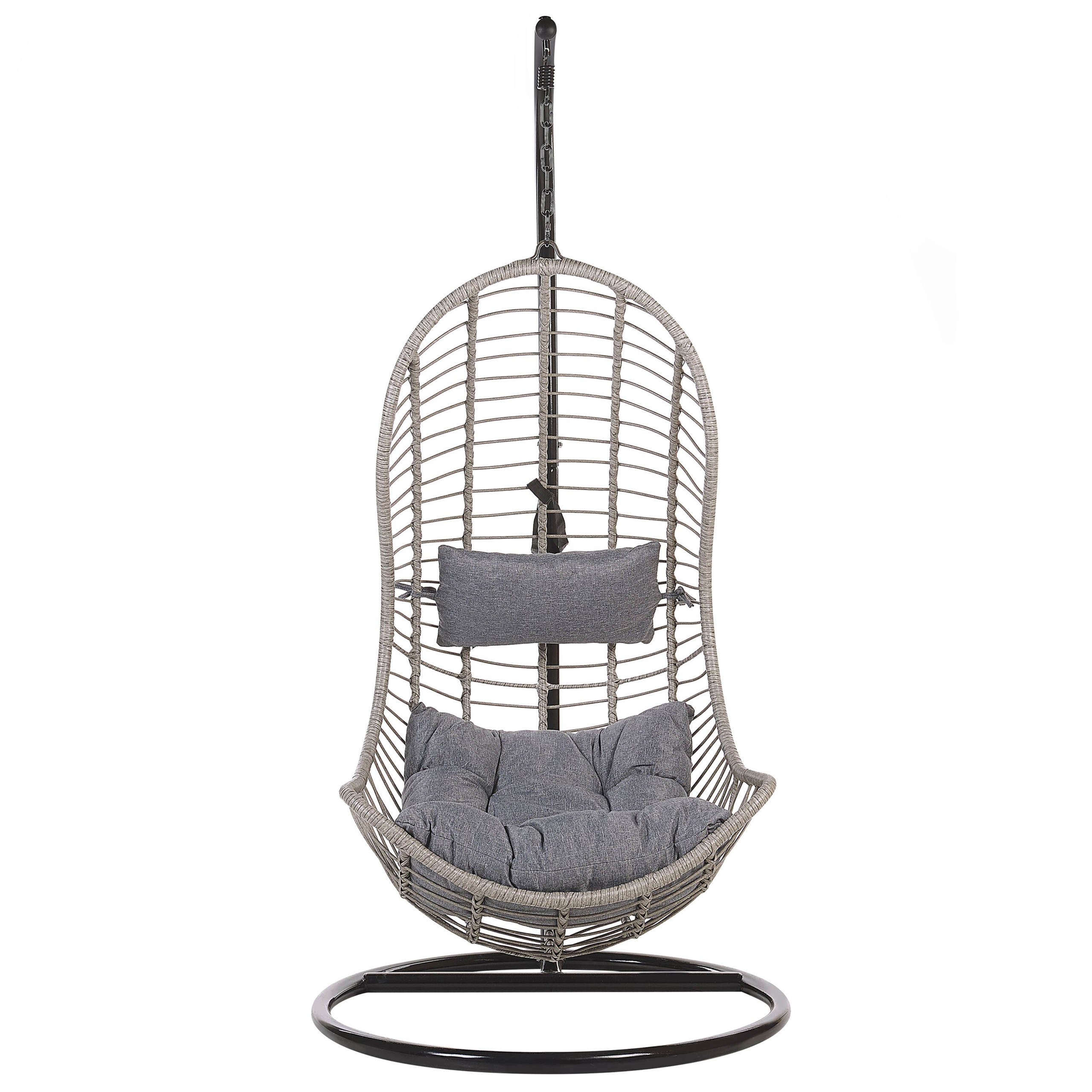 Fotoliu suspendat cu suport PINETO Ratan sintetic Gri [4]