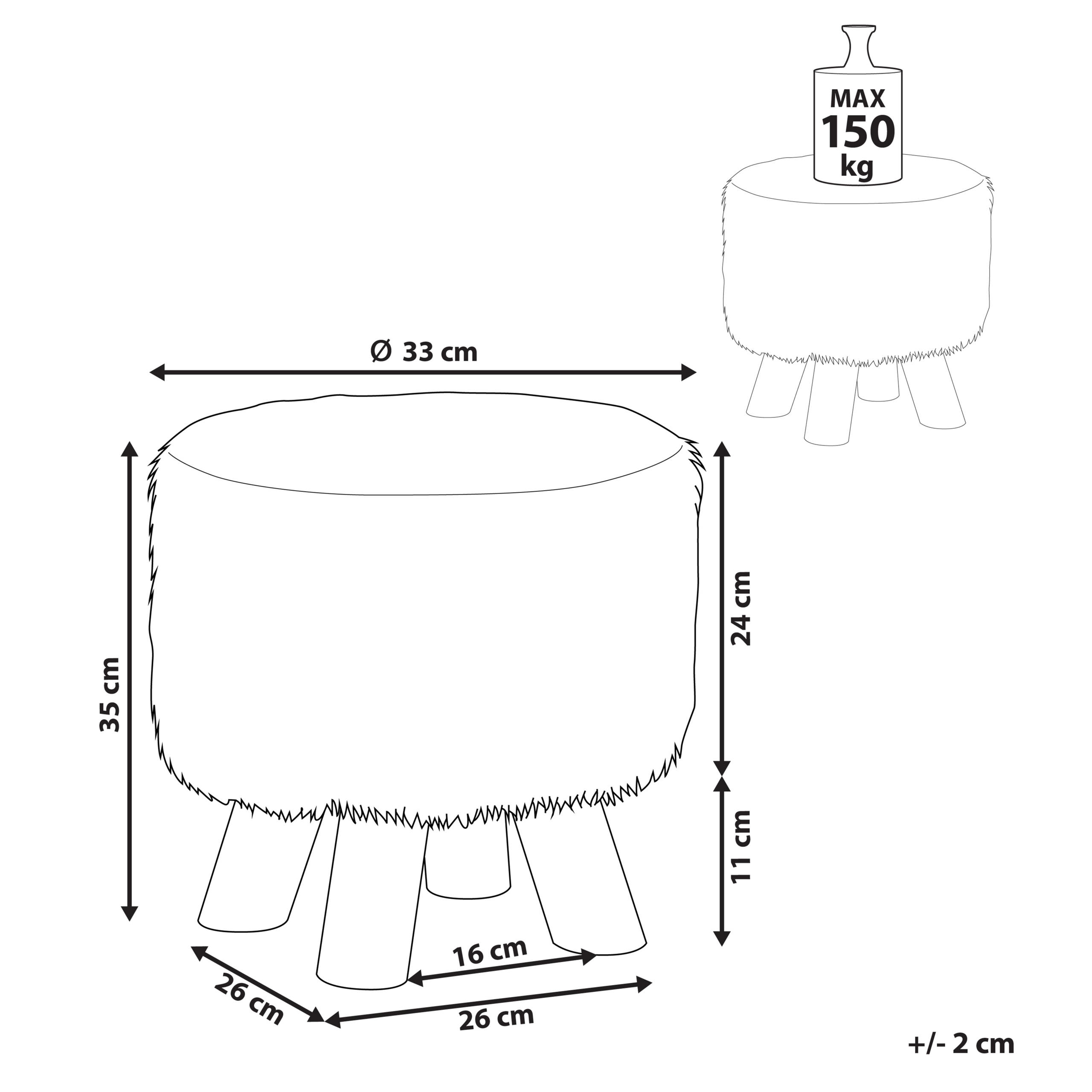 Scaun taburet TOPEKA Blană artificială Maro [3]