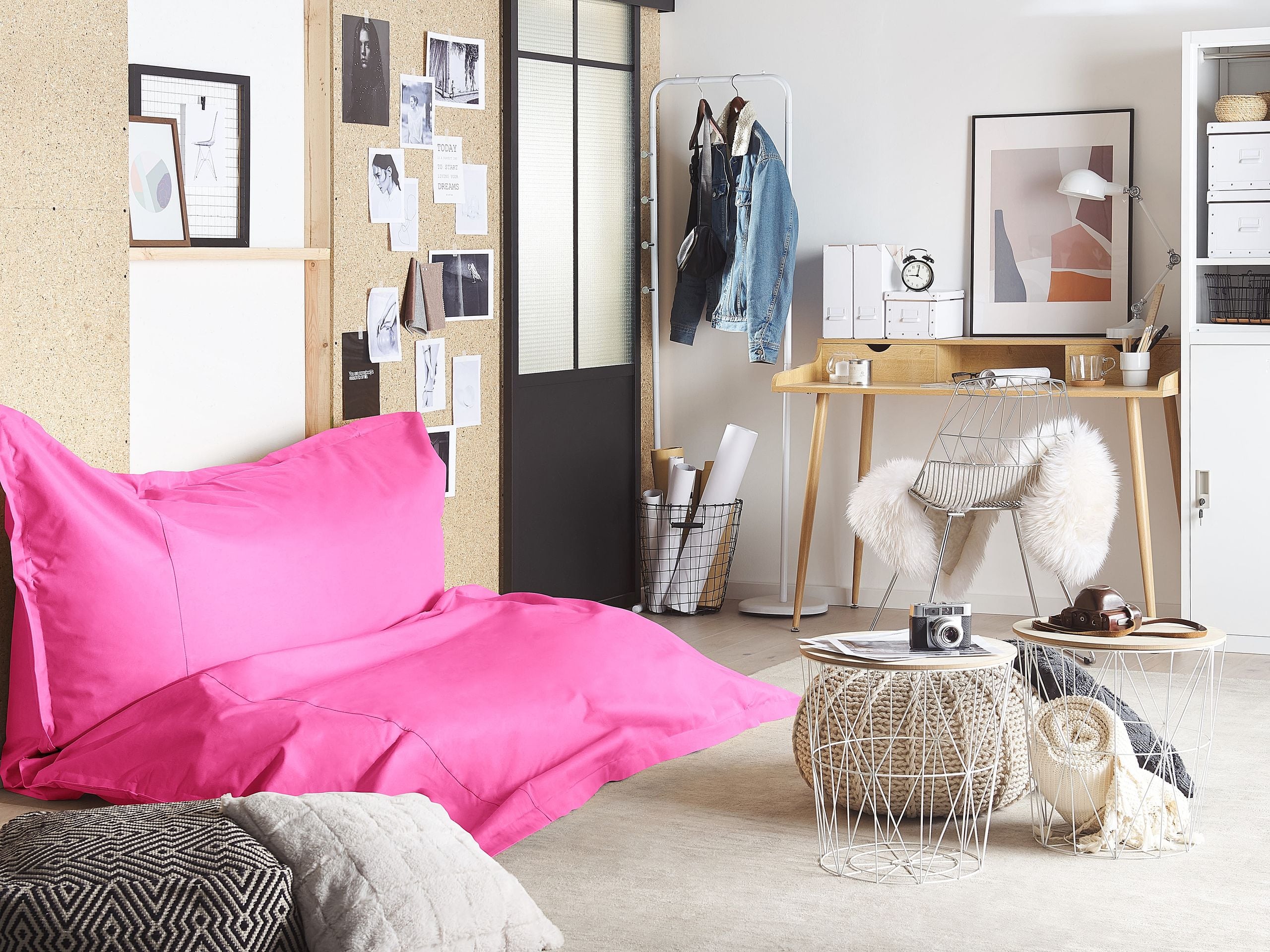 Fotoliu puf - 600 L FUZZY puff armchair 180 cm 230 cm Fuchsia pink