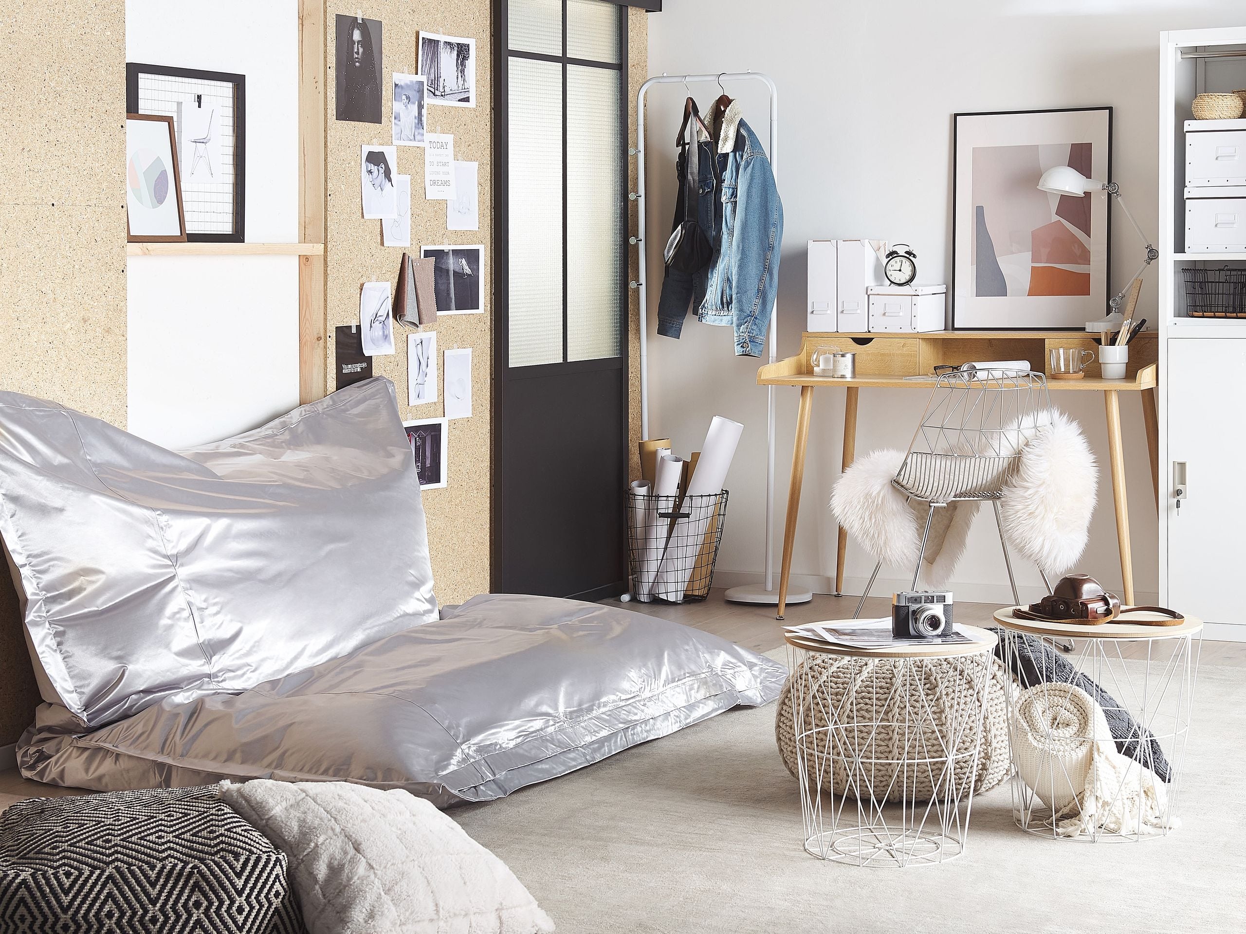 Fotoliu puf - Fotoliu puf 600 L FUZZY 180 cm 230 cm Argintiu