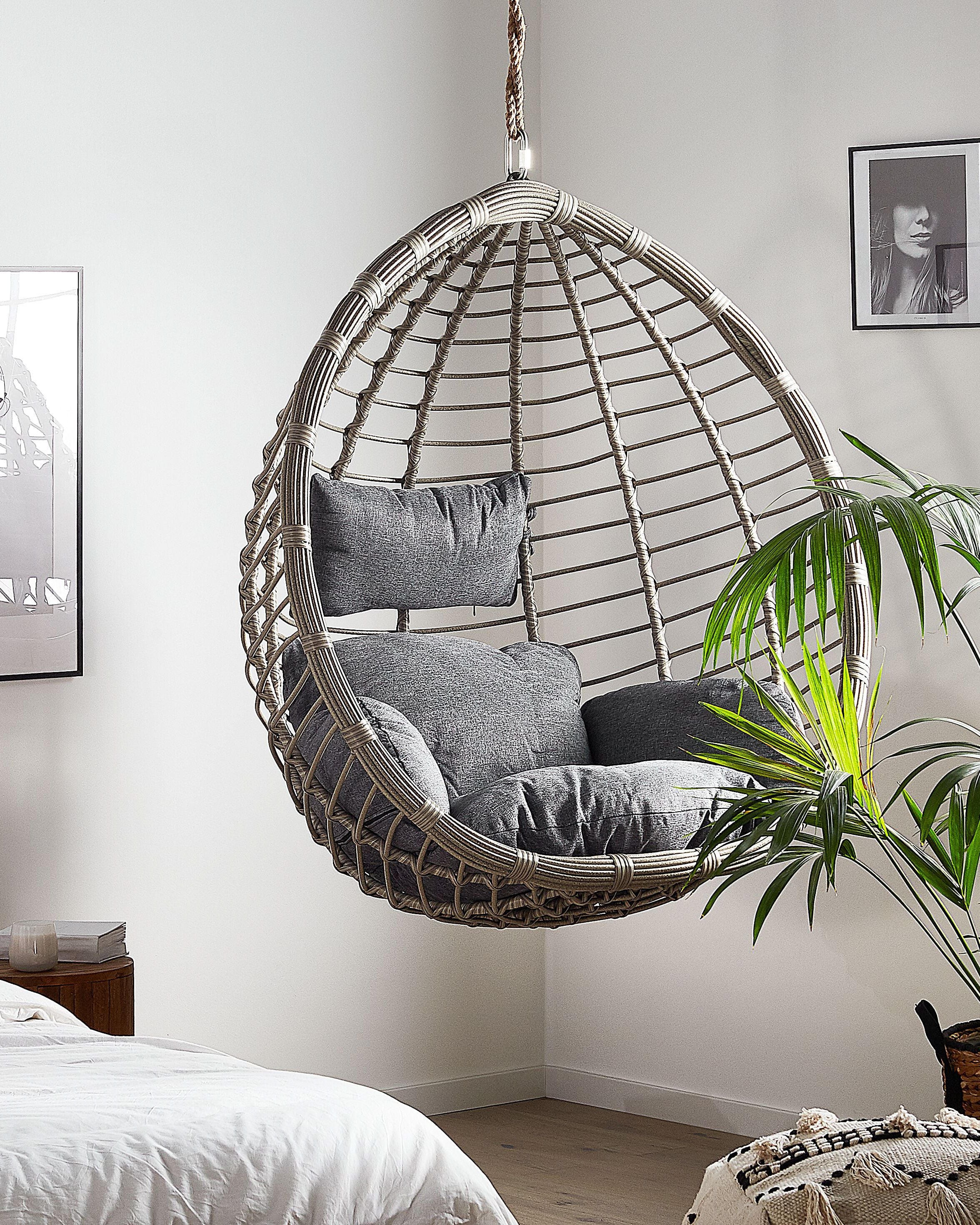 Fotoloiu suspendat - TOLLO Hanging Armchair Synthetic Rattan Grey