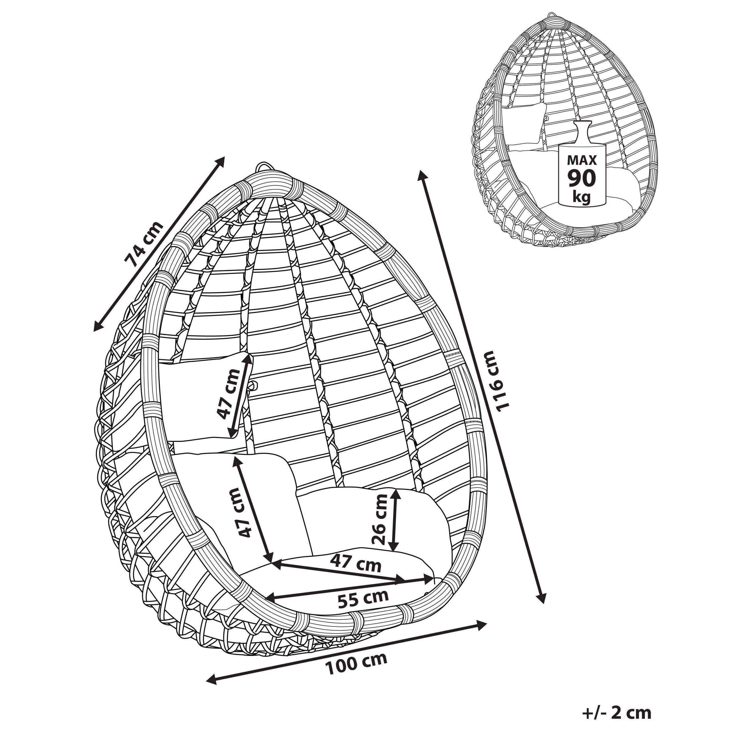 Fotoliu suspendat TOLLO Ratan sintetic Gri [3]