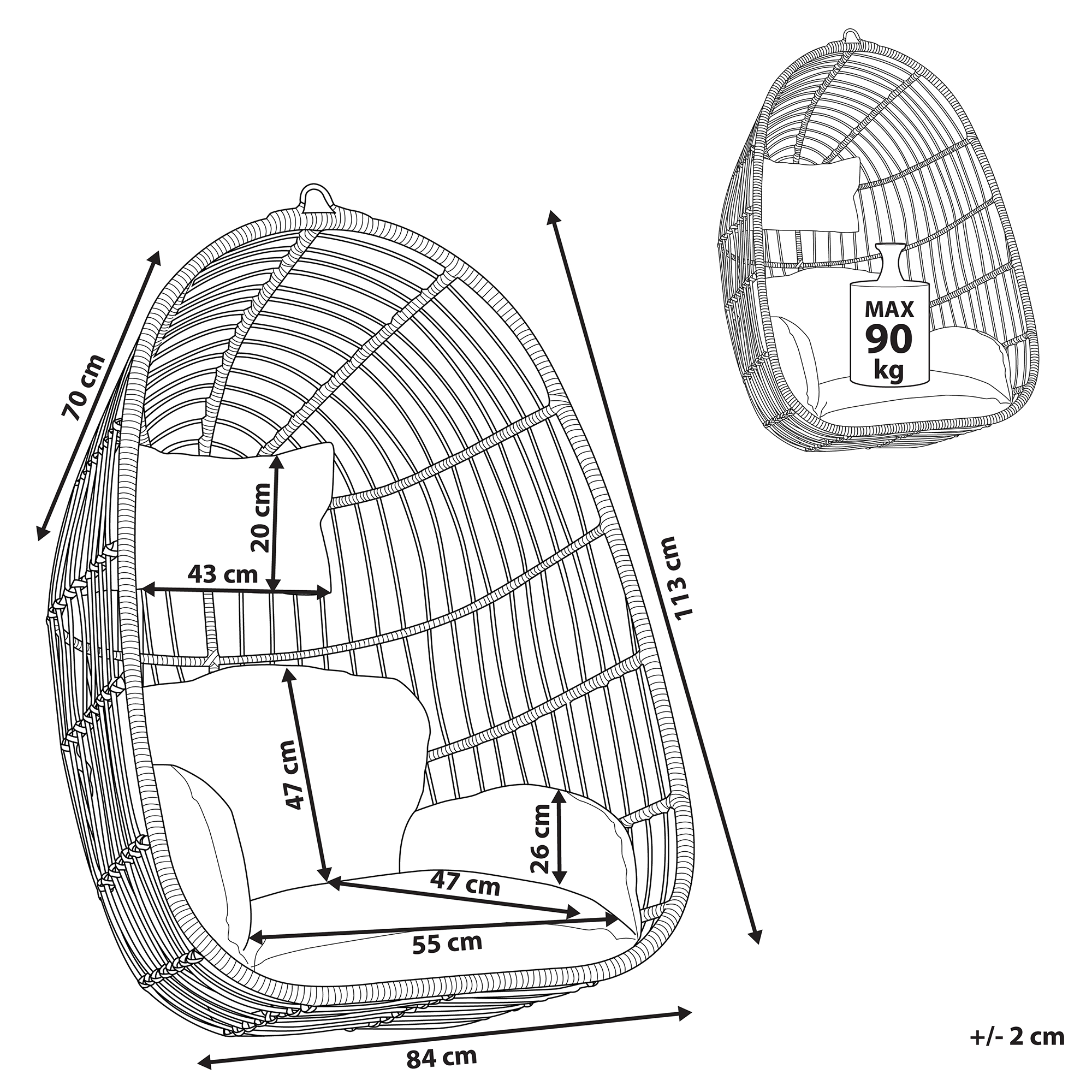 Fotoliu suspendat CASOLI Ratan sintetic Gri [3]