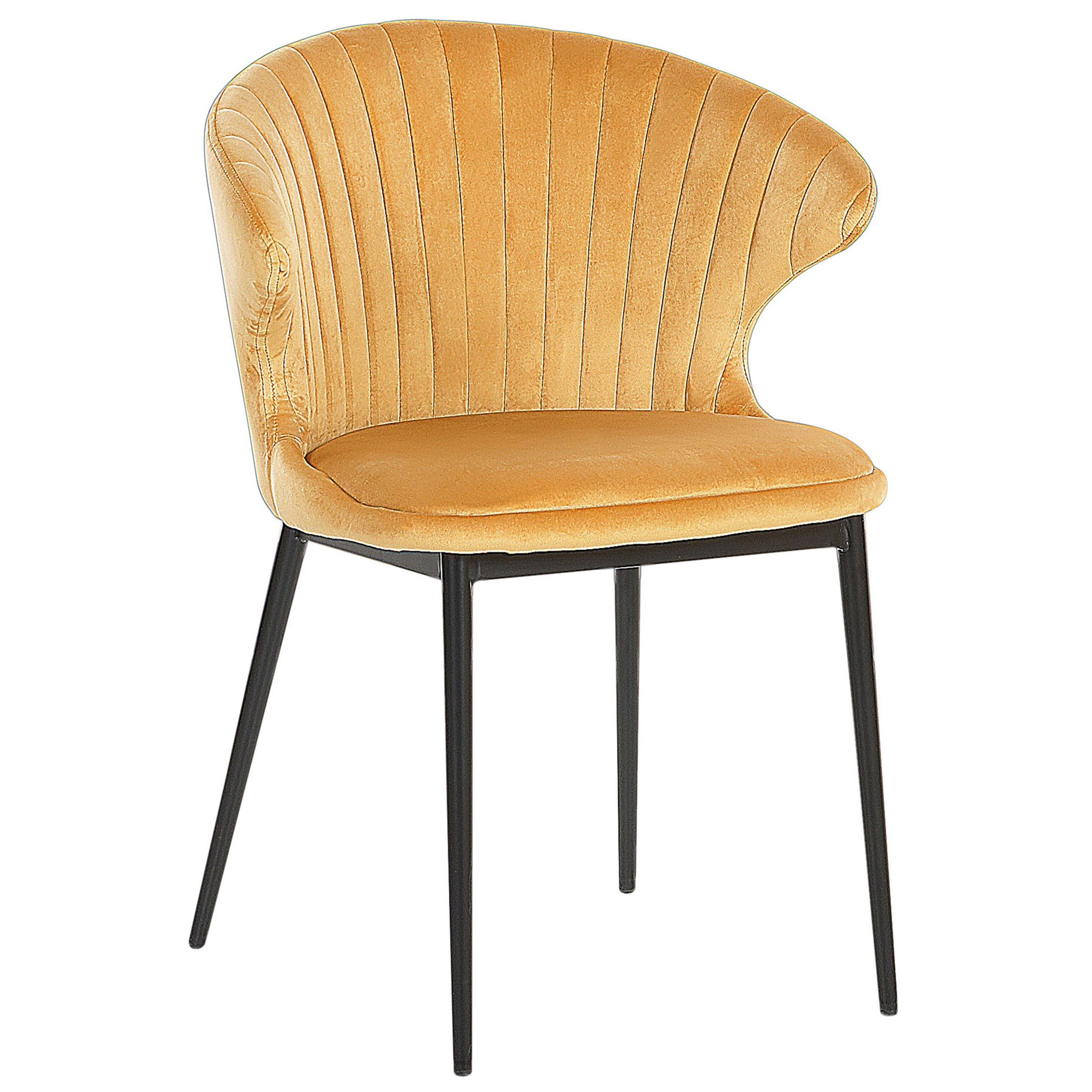 Set of 2 Dining Chairs AUGUSTA Velvet Mustard Yellow [4]