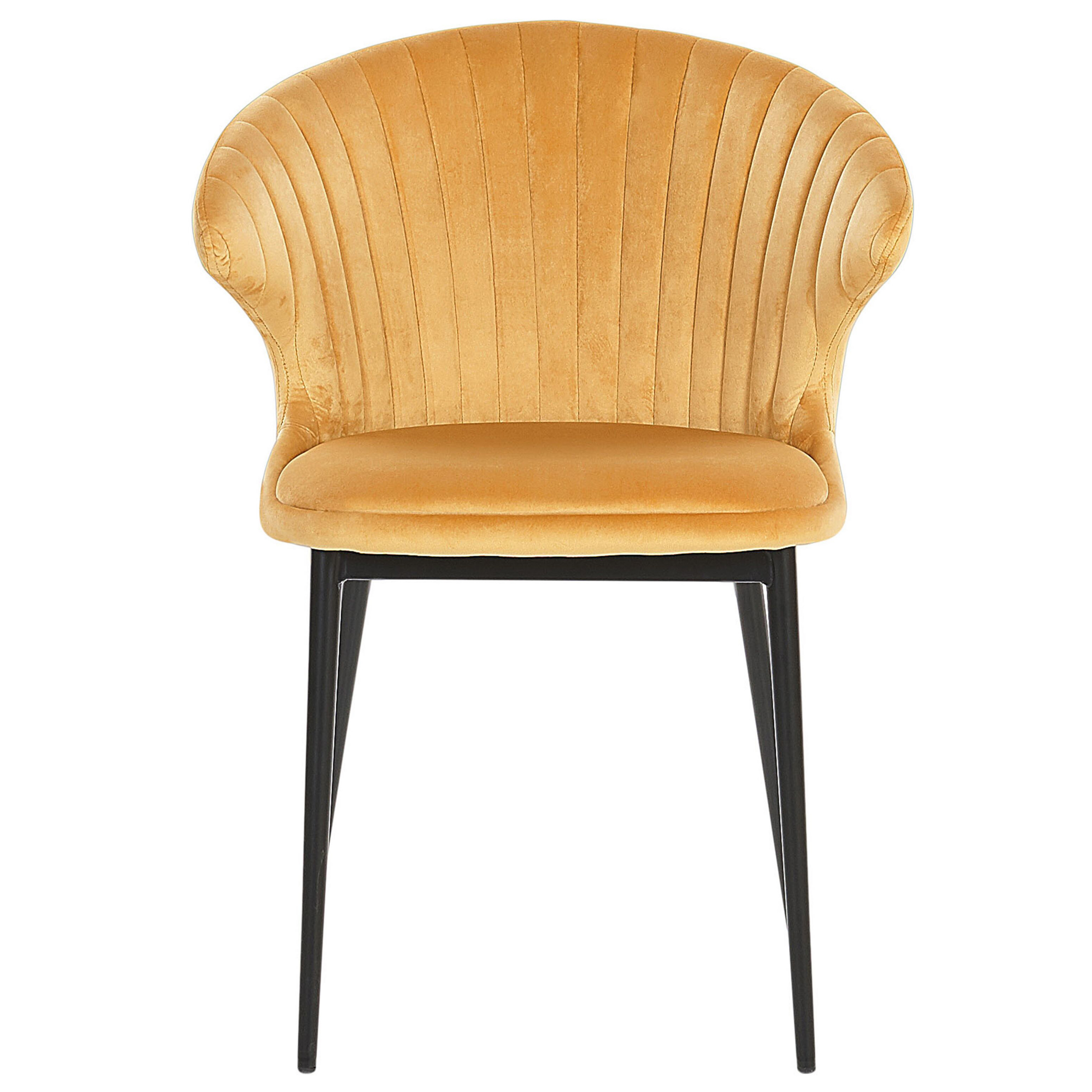 Set of 2 Dining Chairs AUGUSTA Velvet Mustard Yellow [5]