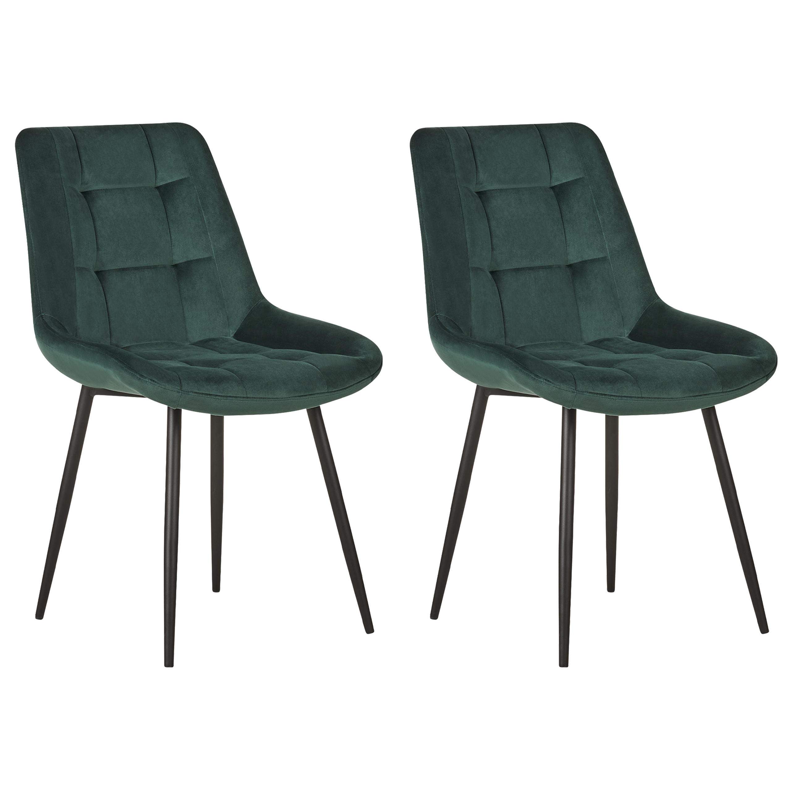 Set of 2 Dining Chairs MELROSE Velvet Dark Green [2]