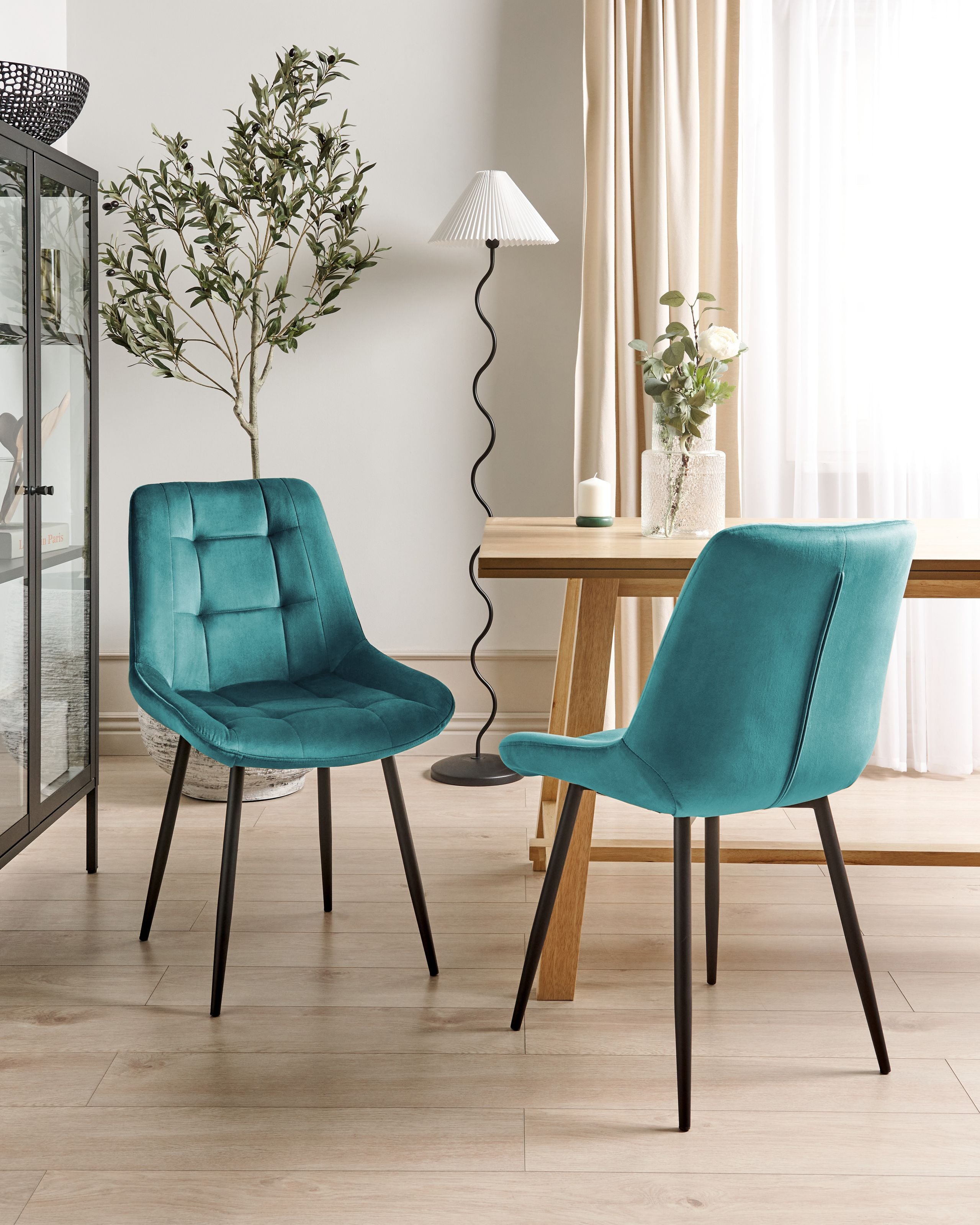 Set of 2 chairs Dining Chair MELROSE Velvet Turquoise [1]