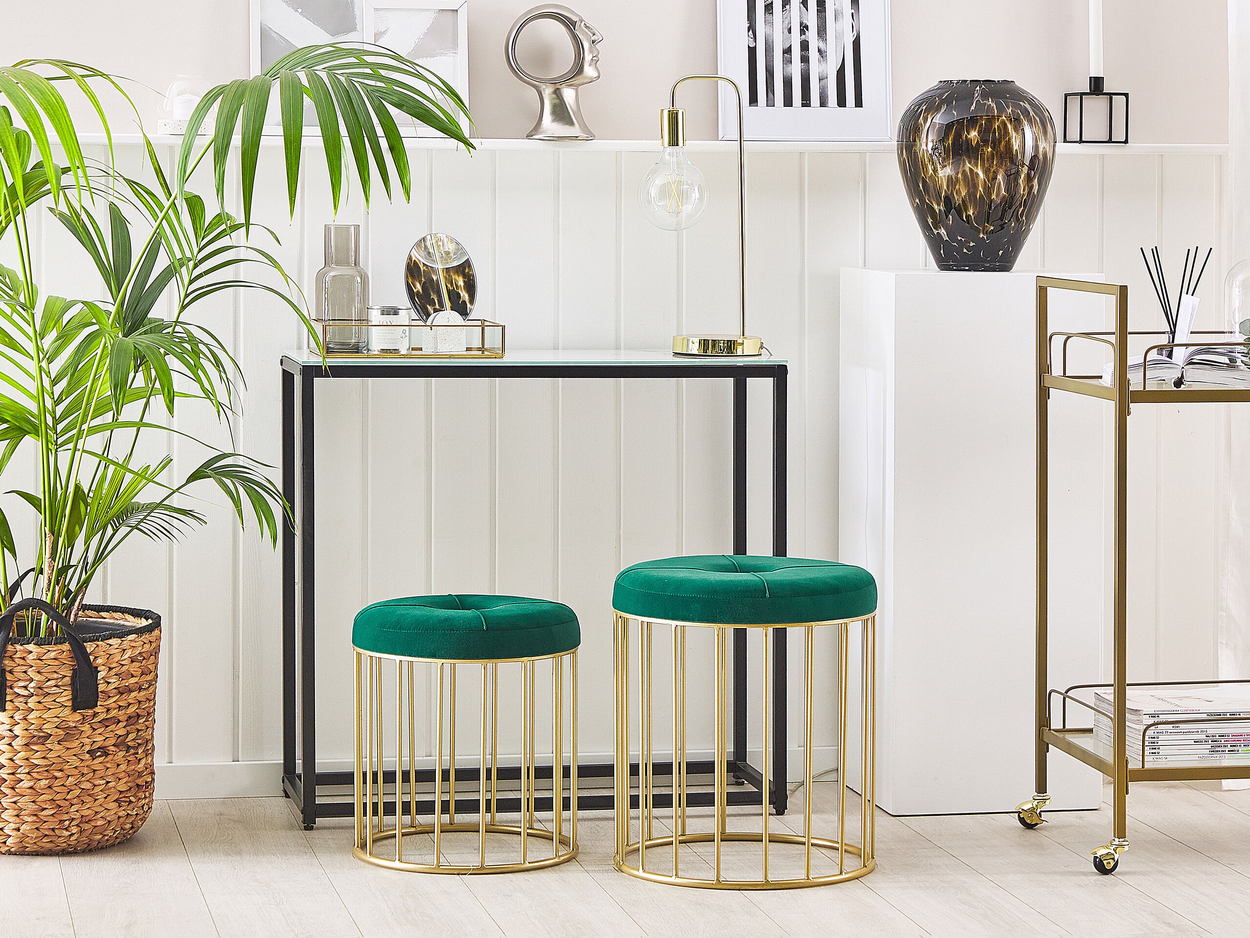 Scaun taburet - Set de 2 scaune taburet LUBBOCK Catifea Verde închis