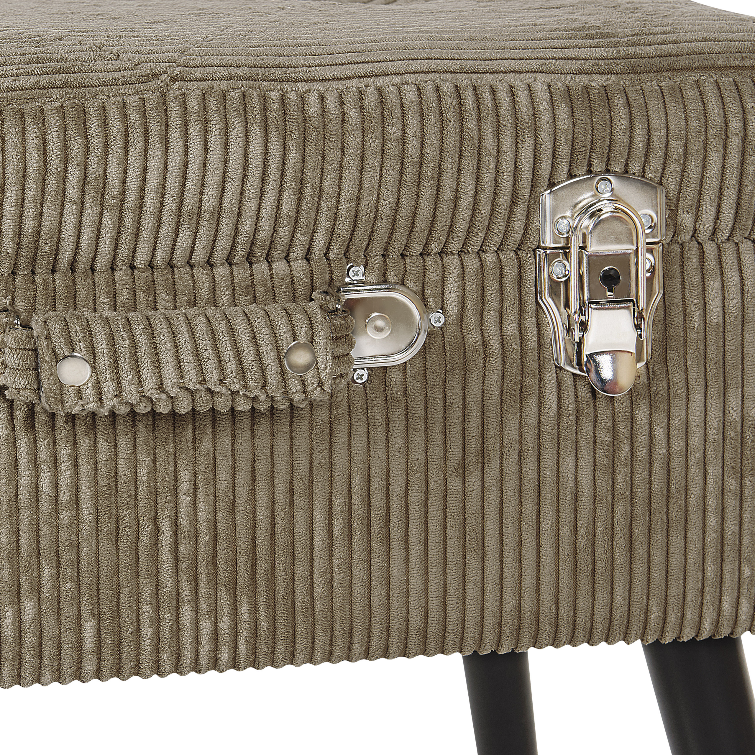 Stool with Storage MALLARD Velvet Light Brown [9]