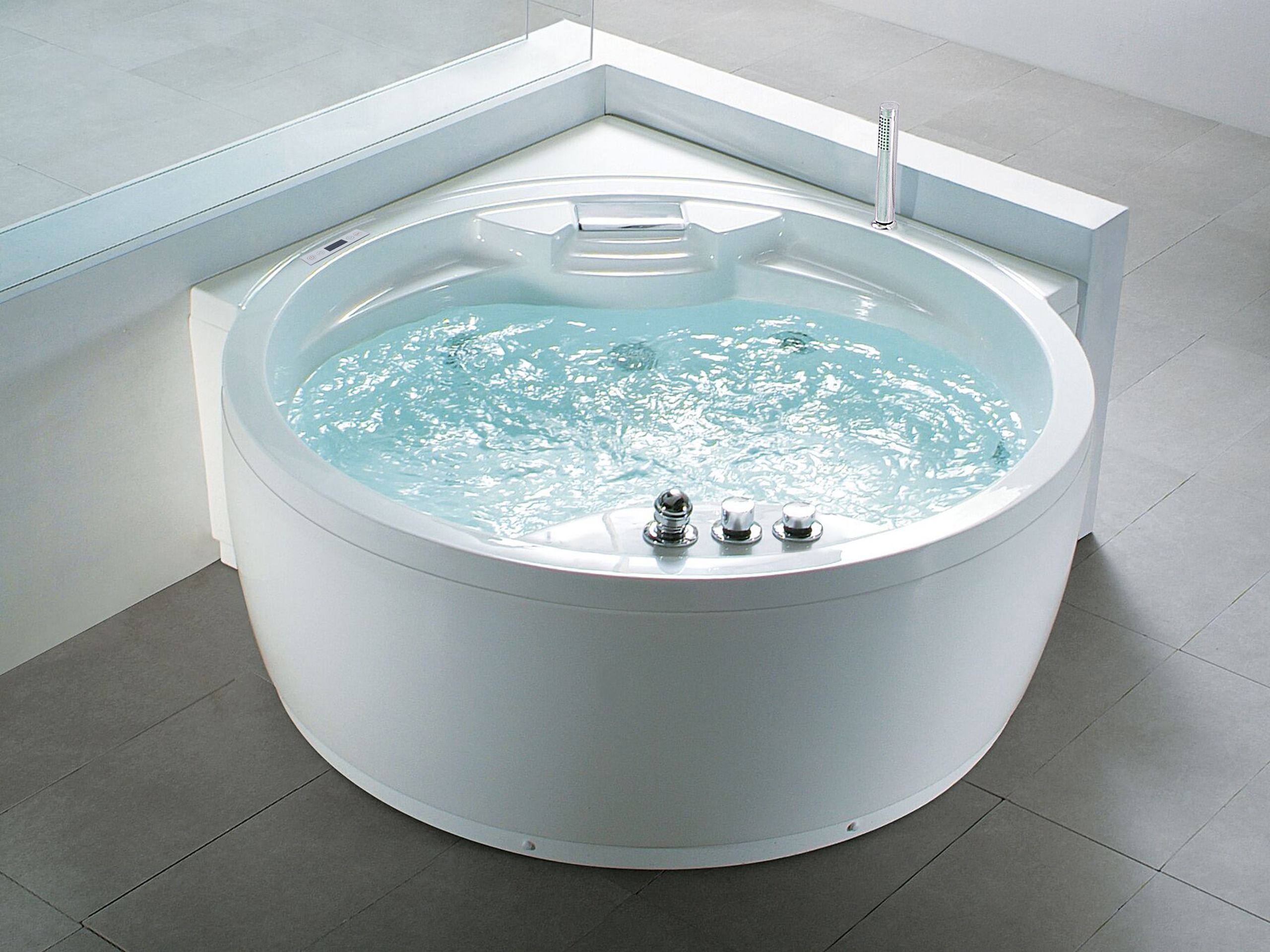 Cazi de baie - MILANO LED corner bathtub with hydromassage With integrated Bluetooth speaker 181 x 150 cm White