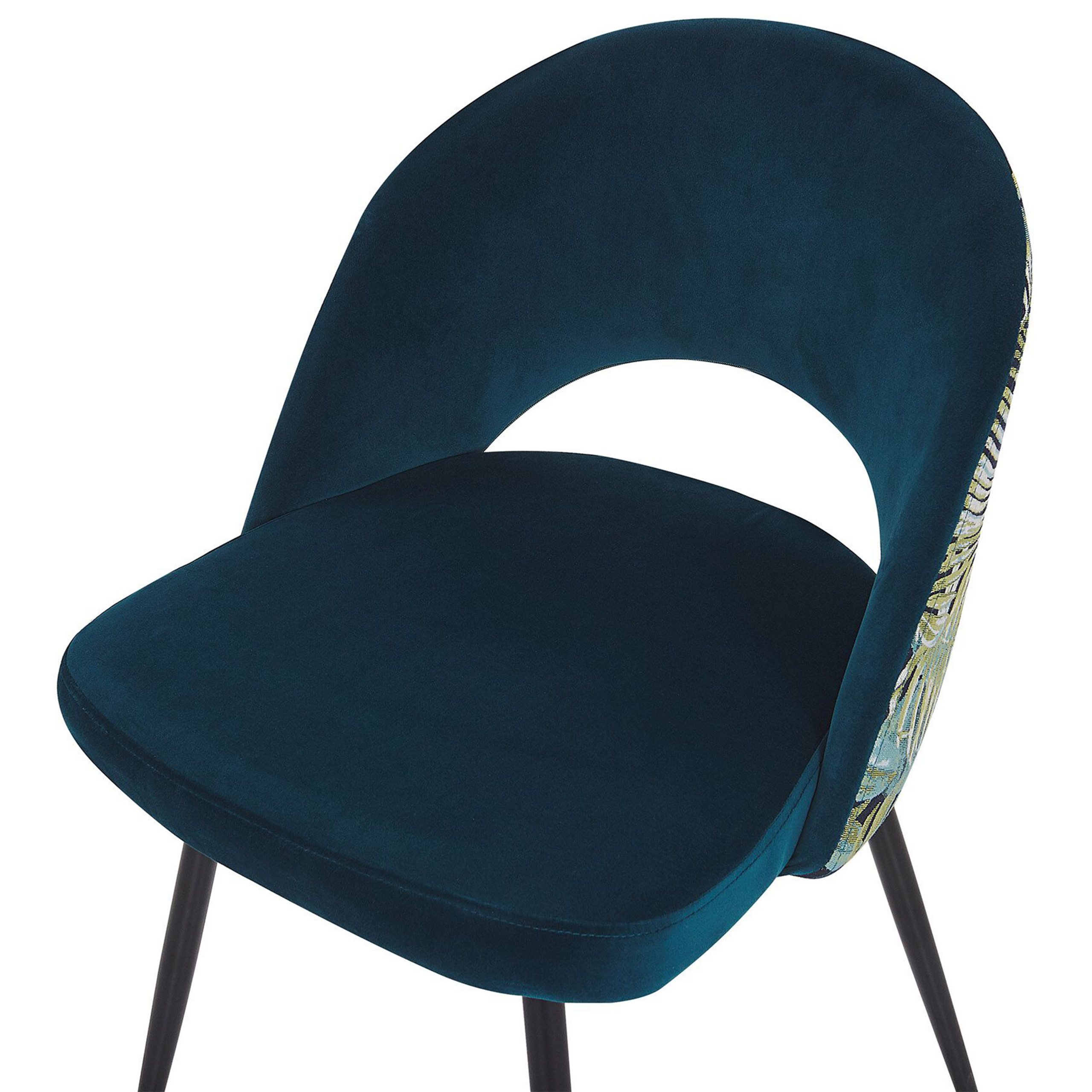 Set de 2 scaune dining VIVIAN Catifea Albastru marin [7]