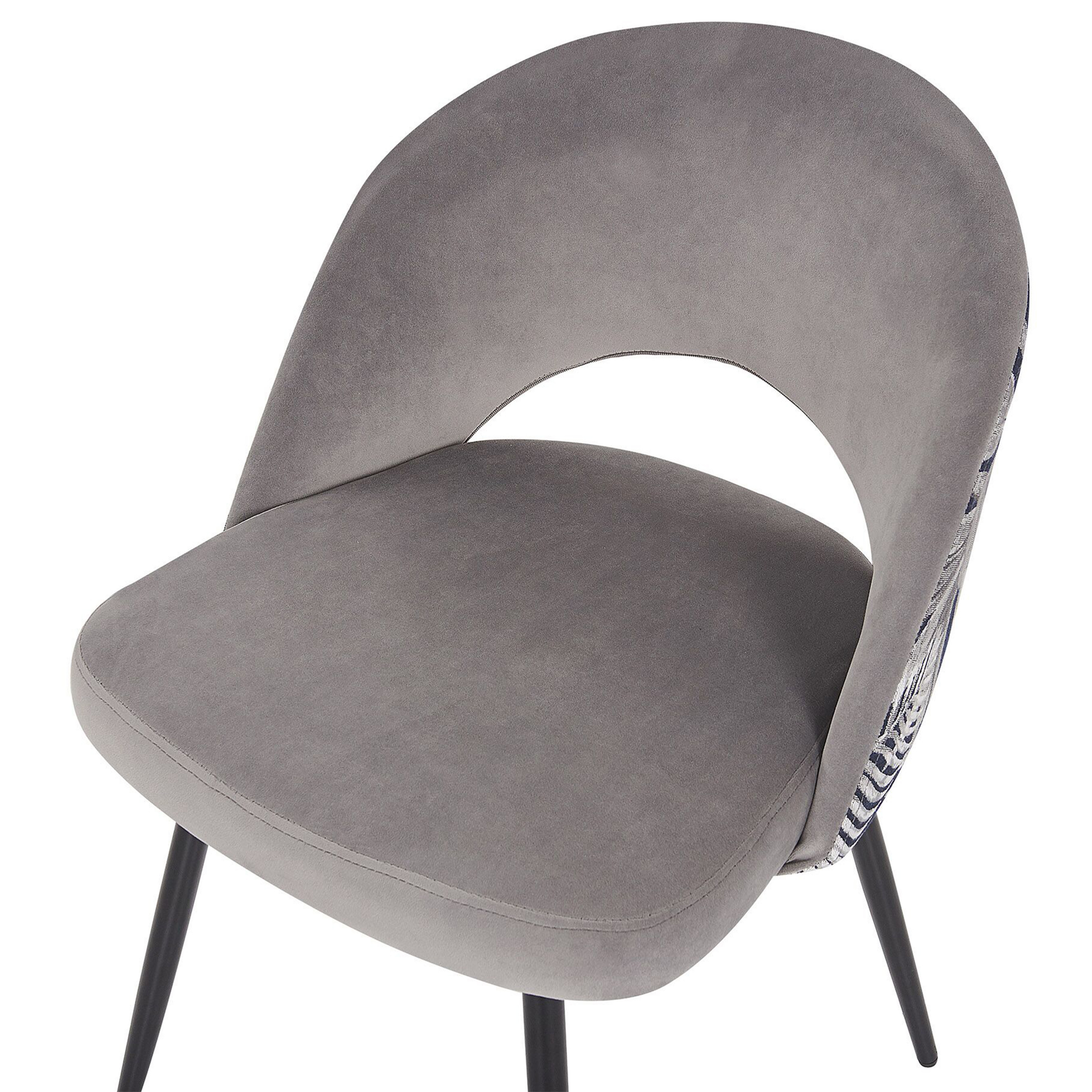 Set of 2 Dining Chairs VIVIAN Velvet Grey [7]