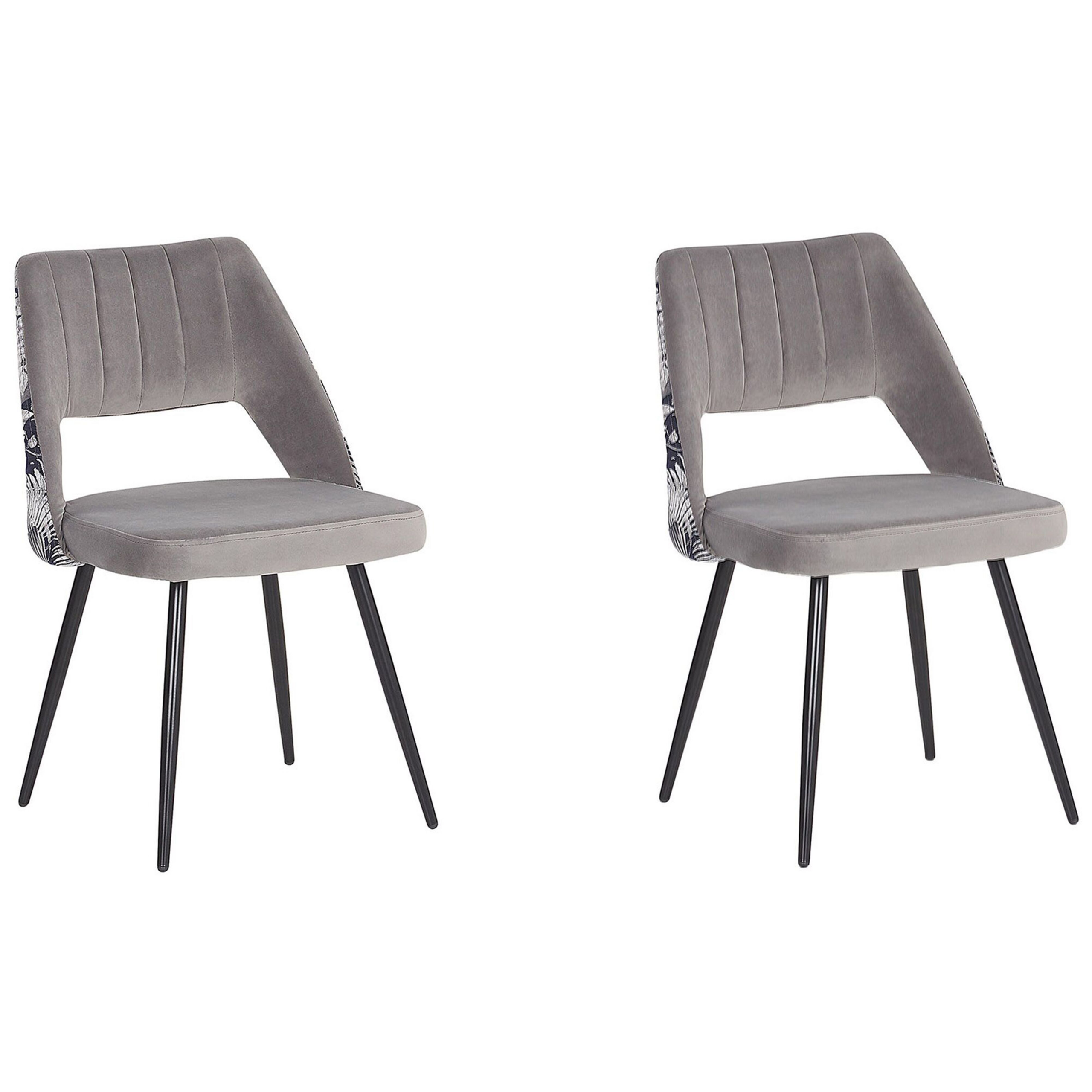 Set de 2 scaune dining ANSLEY Catifea Gri [2]