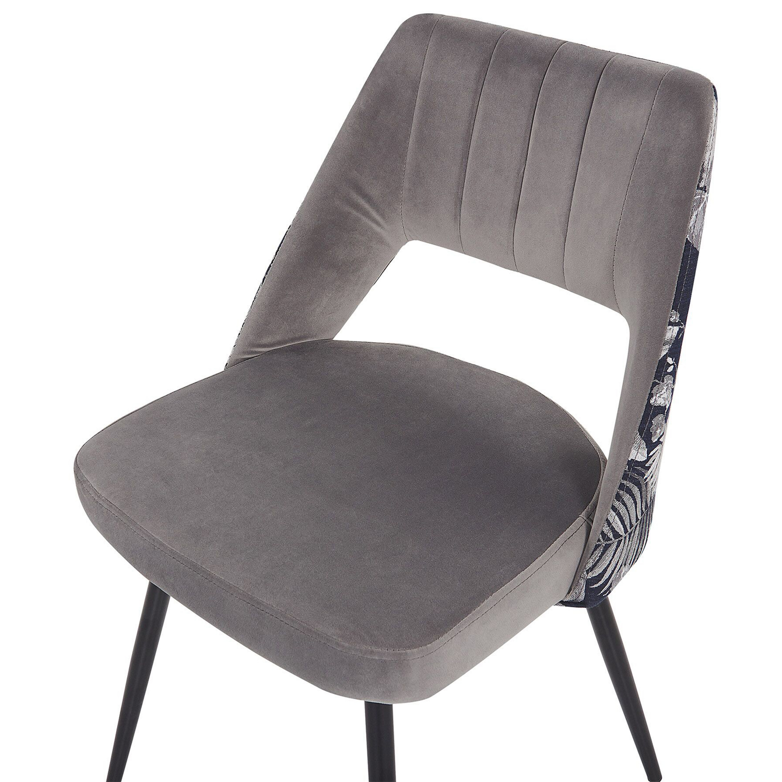 Set de 2 scaune dining ANSLEY Catifea Gri [8]