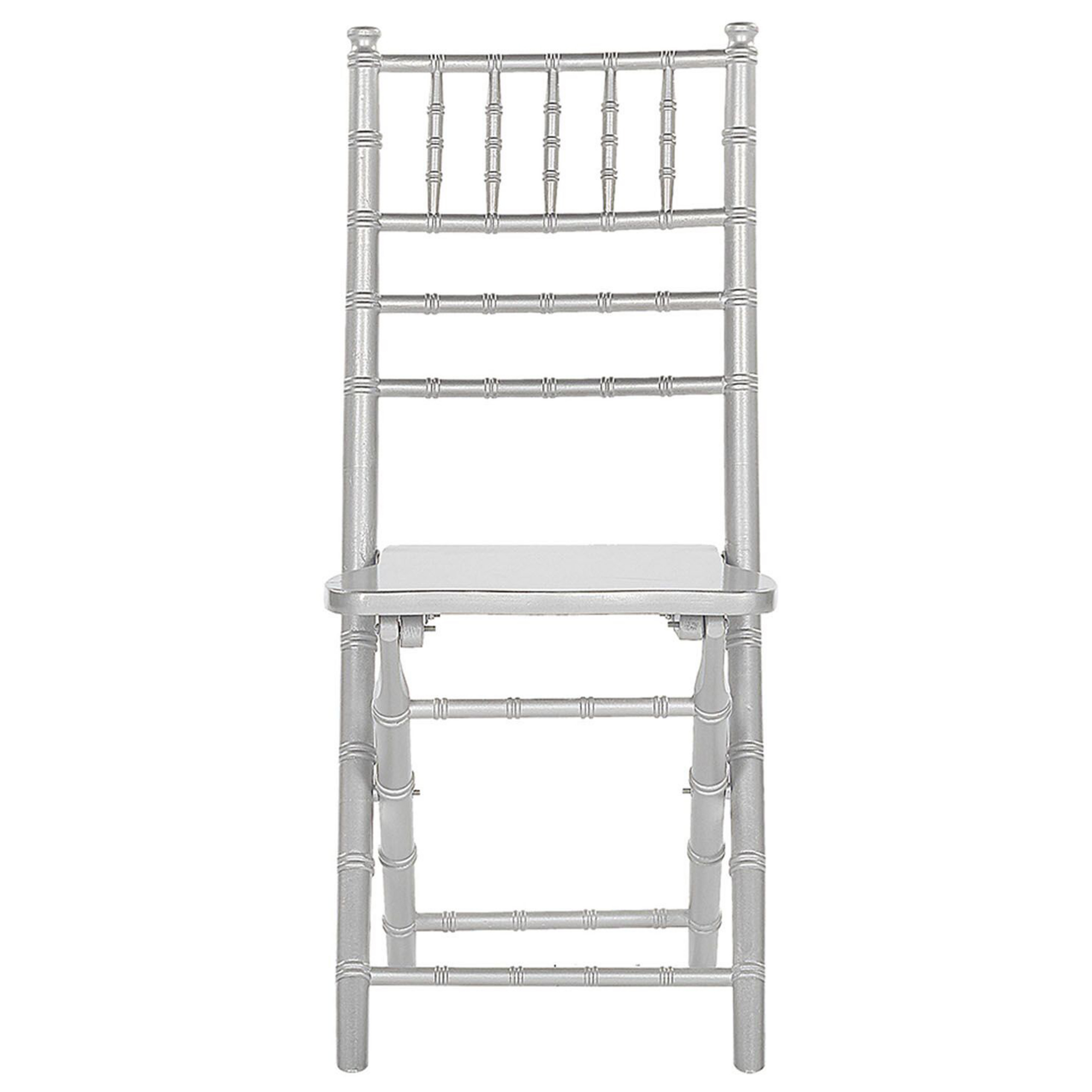 Set of 4 Dining Chairs MACHIAS Foldable Beech Wood Silver [6]