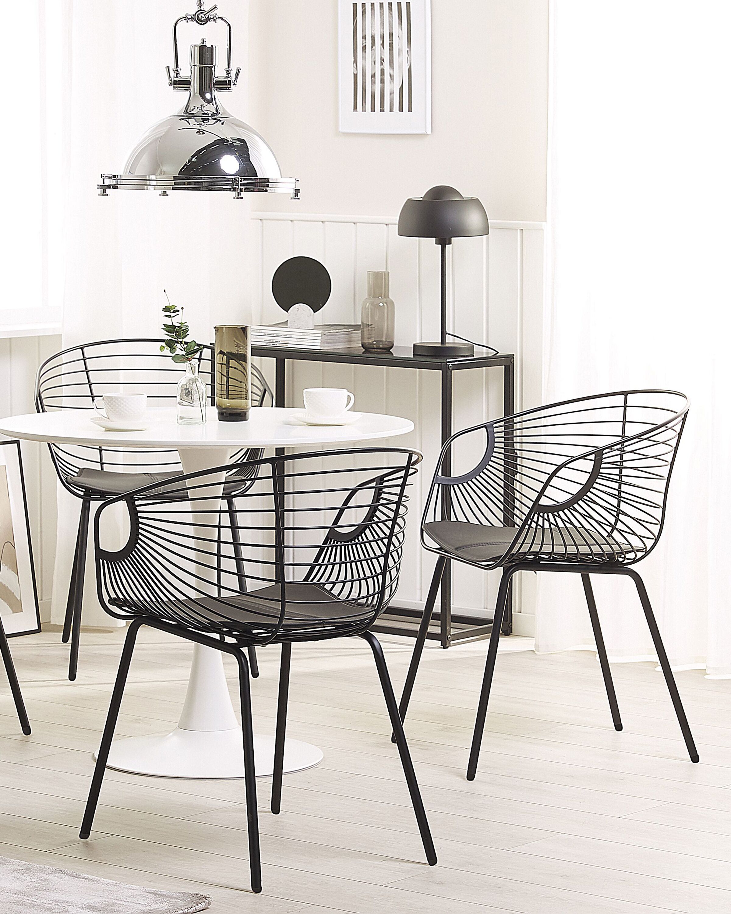 Scaun dining - Set de 2 scaune dining HOBACK Metal Negru