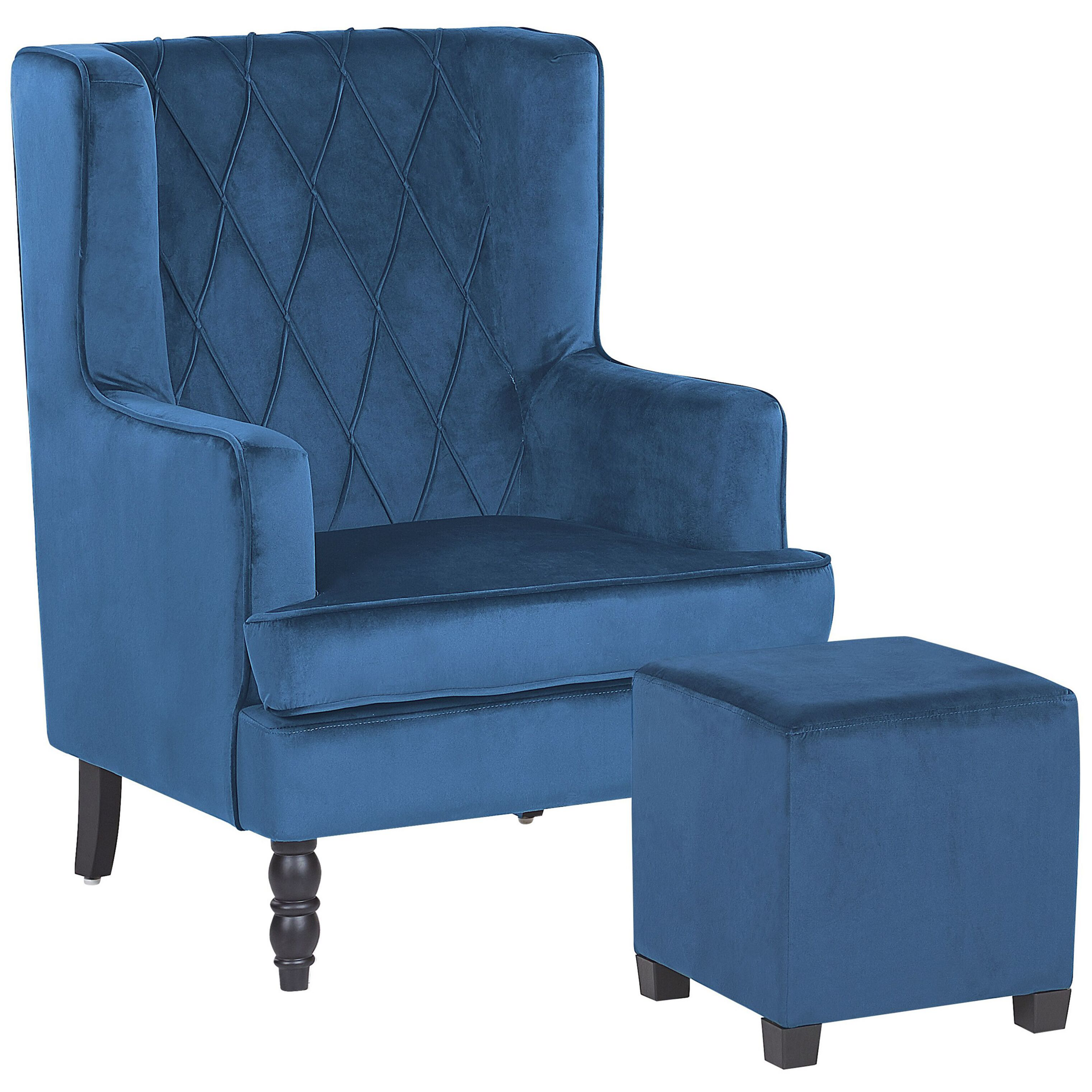 SANDSET armchair with Velvet stool Dark blue [2]
