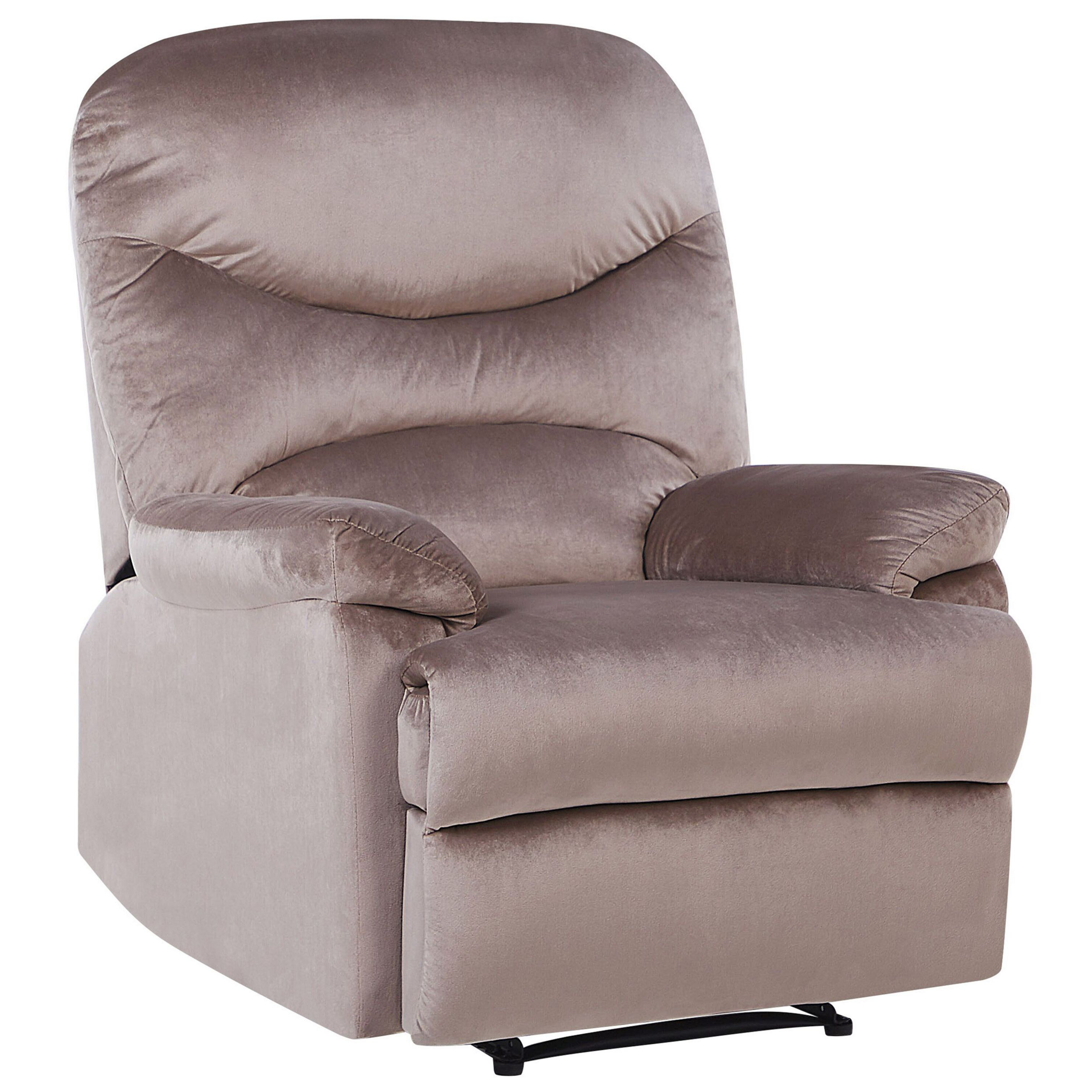 ESLOV recliner armchair Retractable footrest Velvet Taupe Beige [2]