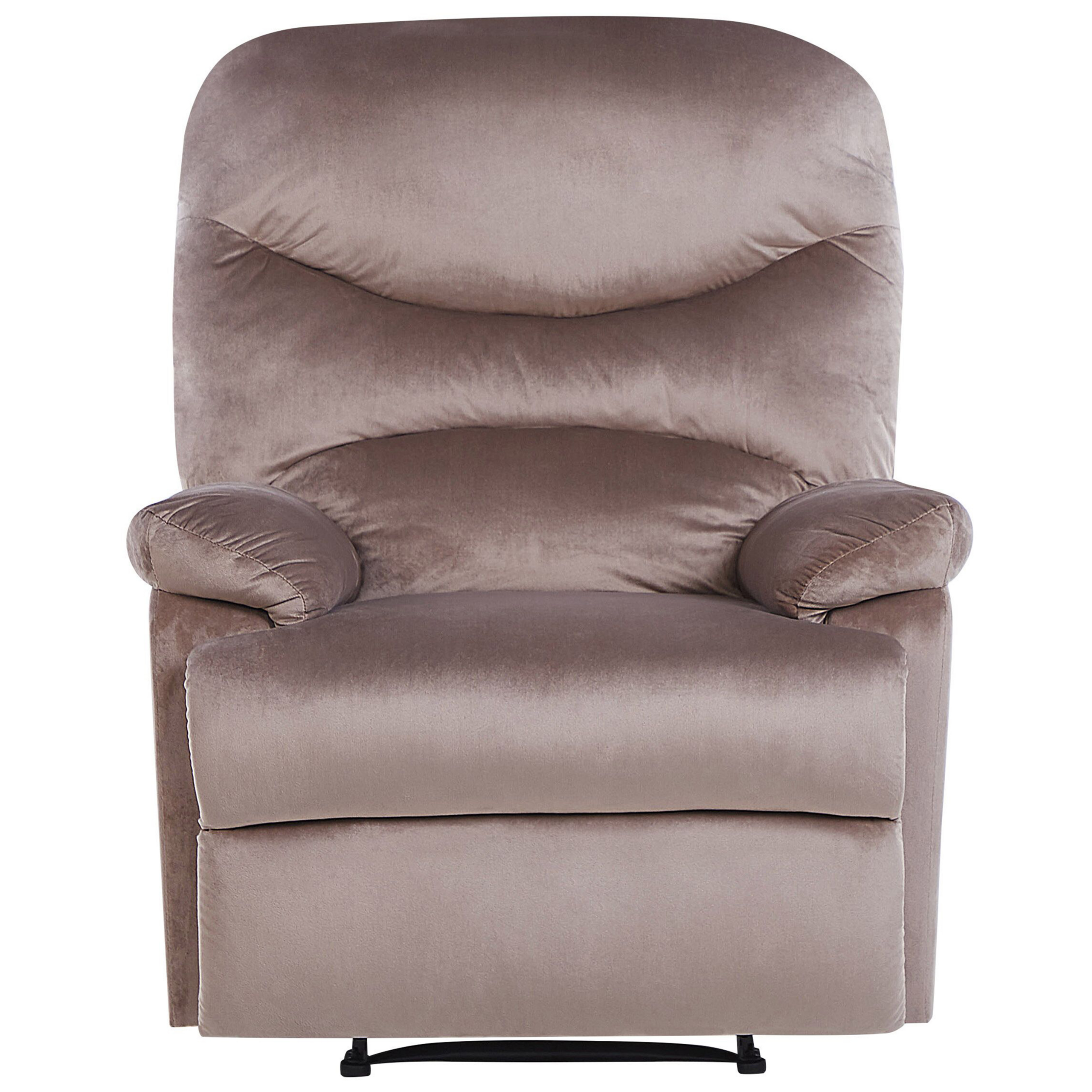 ESLOV recliner armchair Retractable footrest Velvet Taupe Beige [4]