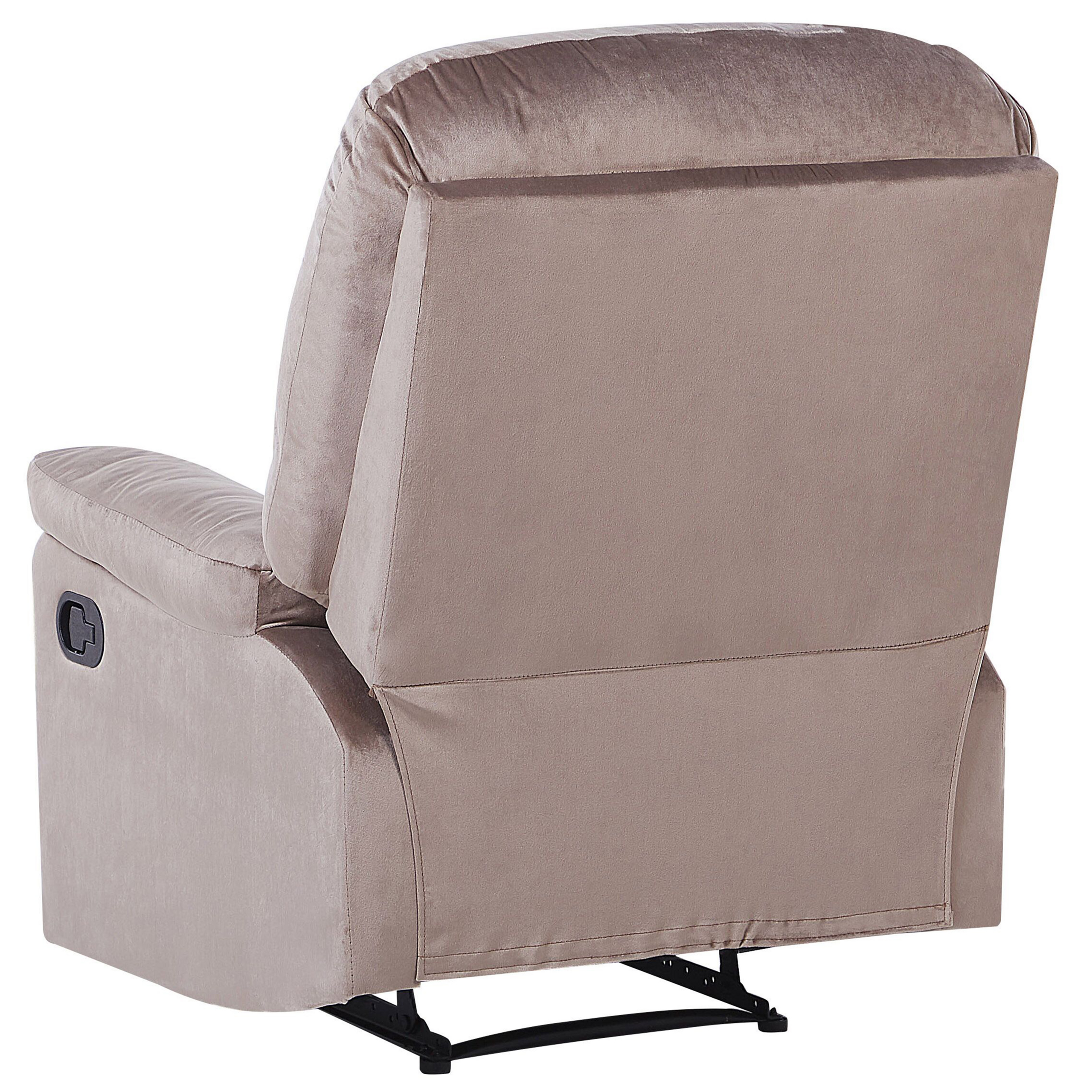 ESLOV recliner armchair Retractable footrest Velvet Taupe Beige [6]