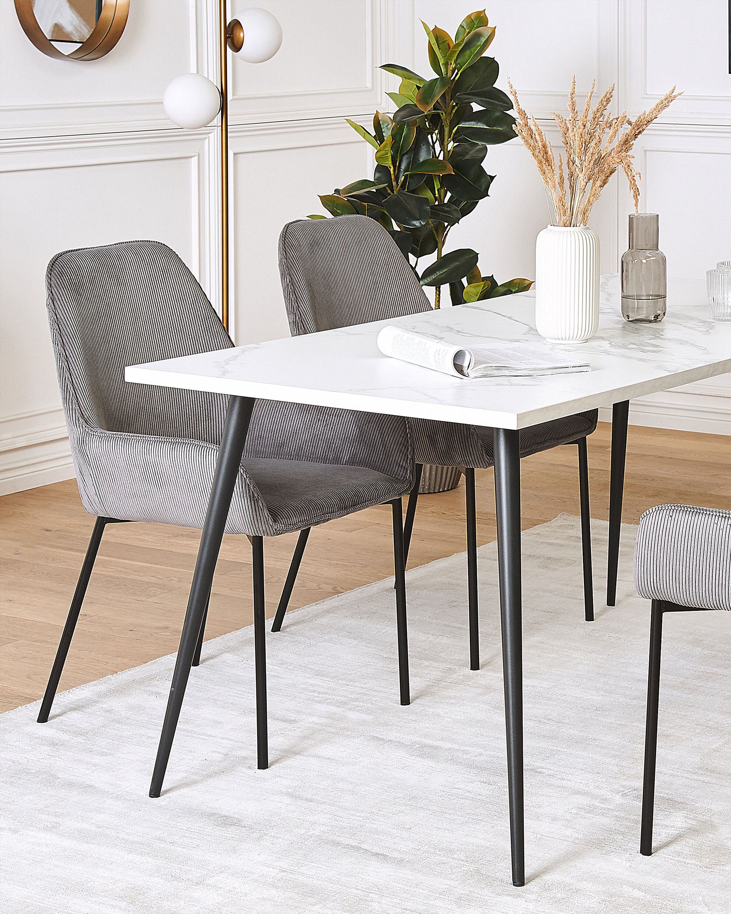 Scaun dining - Set de 2 scaune dining LOVERNA Velur Gri