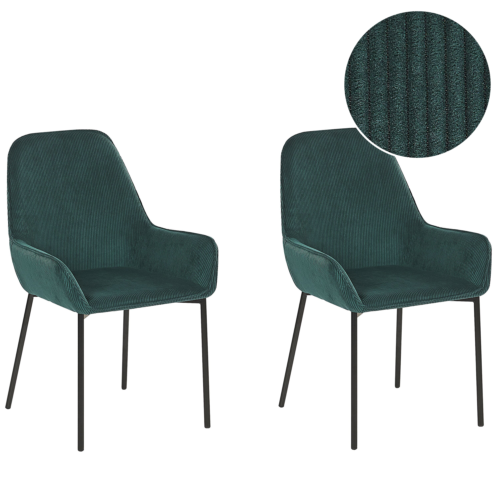 Set of 2 dining chairs LOVERNA Velour Dark Green [2]