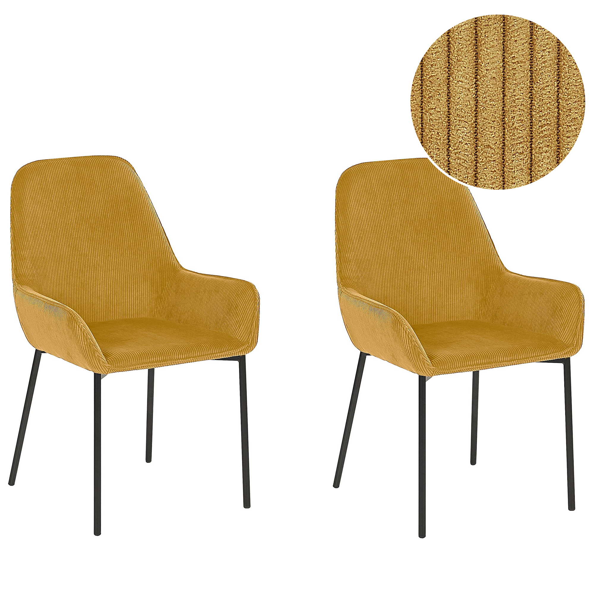 Set of 2 dining chairs LOVERNA Velour Mustard yellow [2]