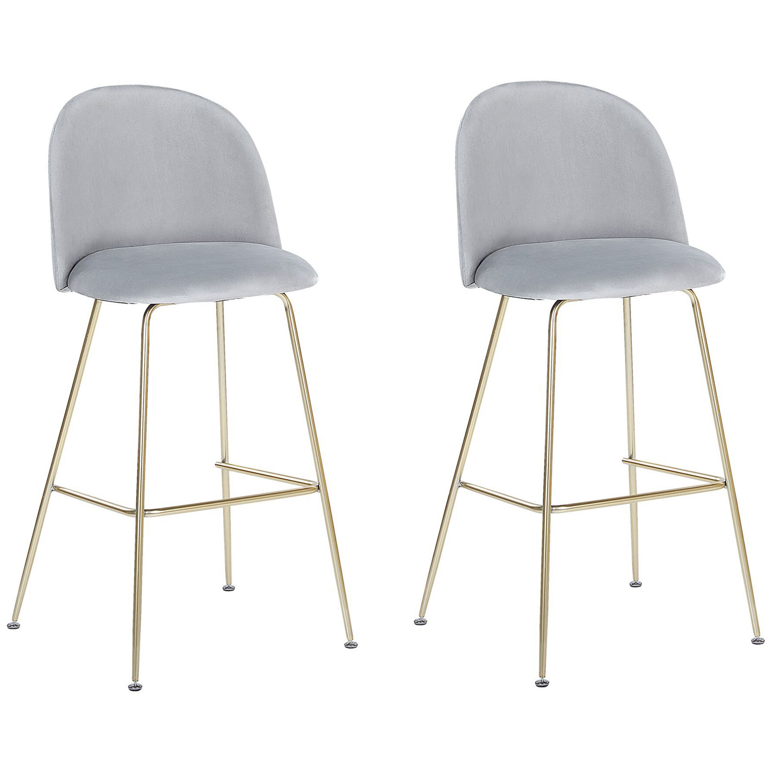 Set of 2 bar chairs ARCOLA Light Grey Velvet [2]