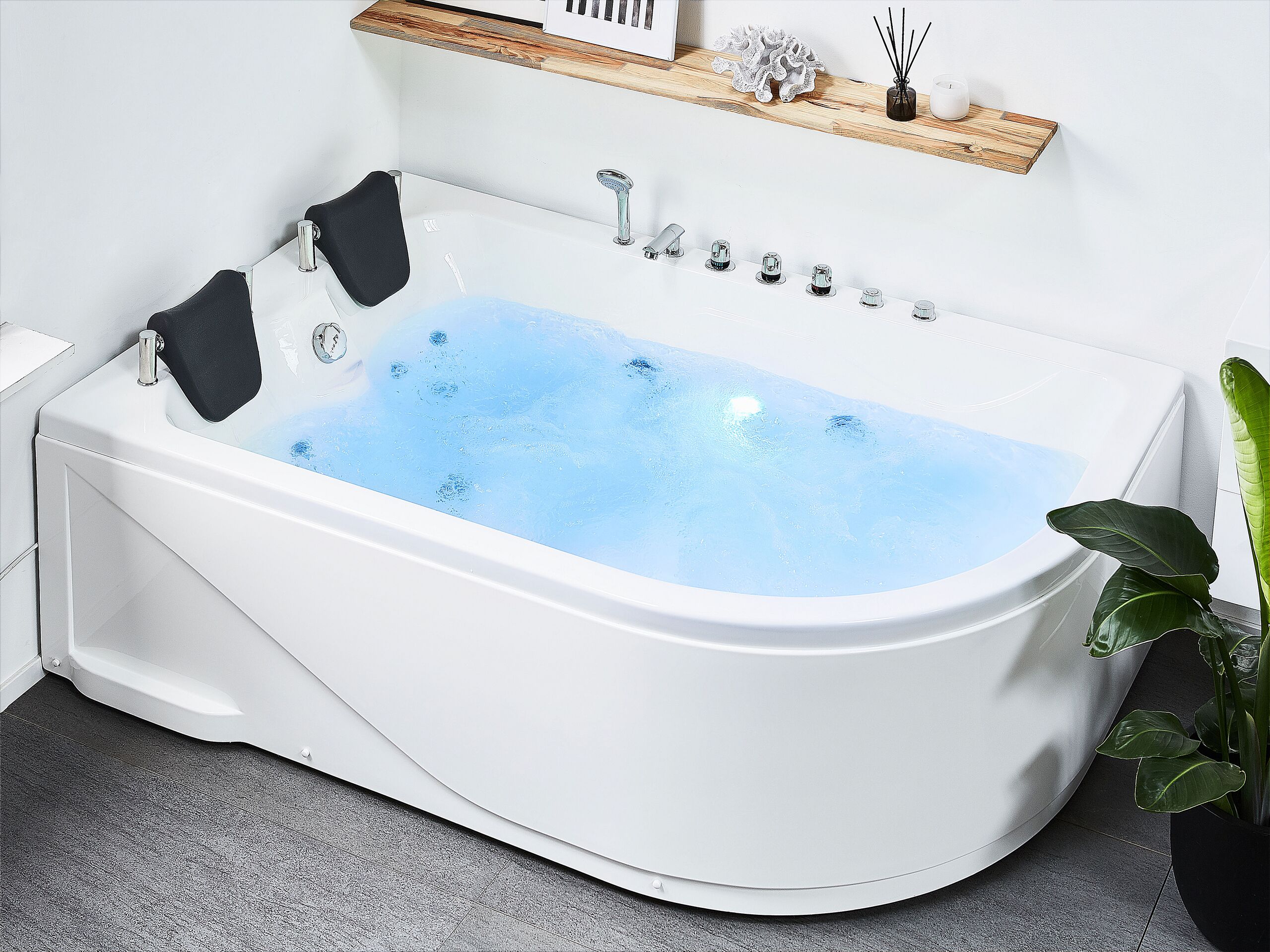 Cazi de baie - Corner LED bathtub with hydromassage CALAMA Right 180 x 120 cm White