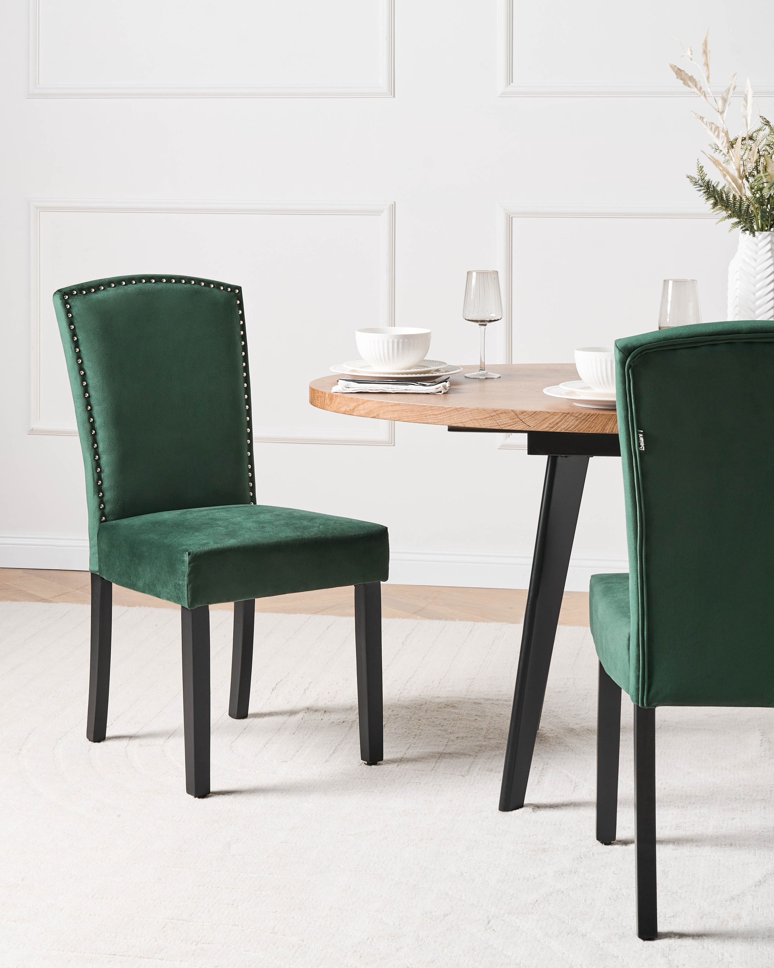 Scaun dining - Set of 2 PISECO dining chairs Velvet Dark green