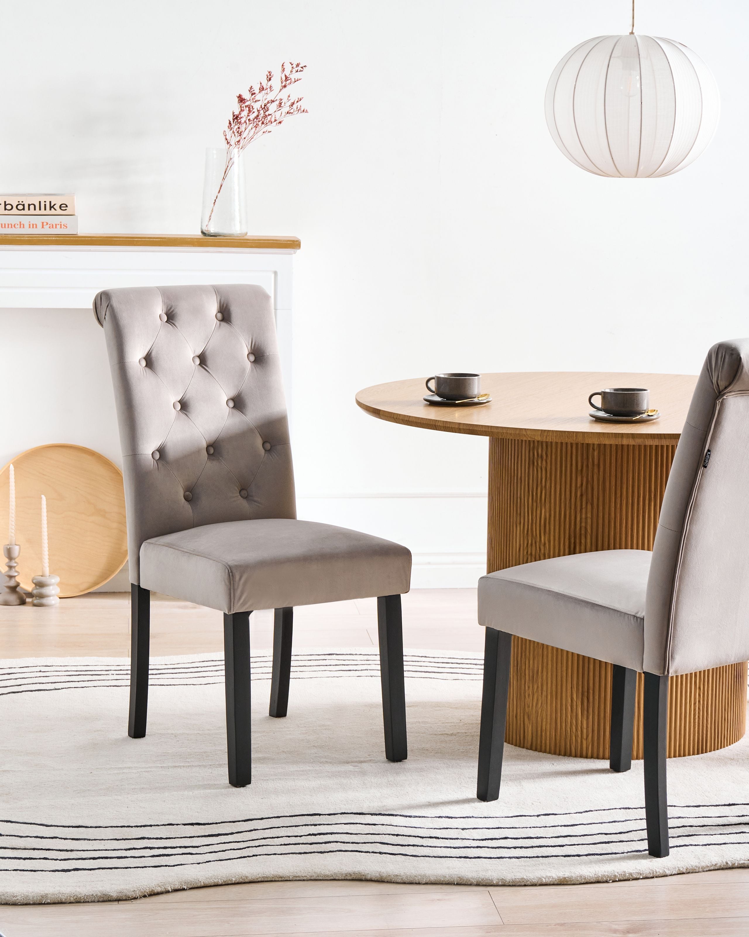 Scaun dining - Set of 2 VELVA dining chairs Grey velvet