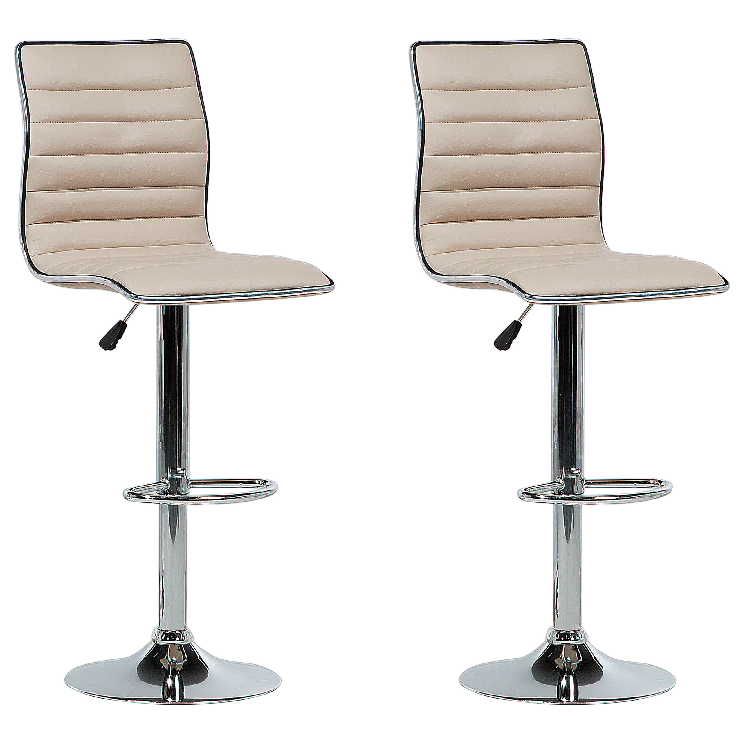 Set of 2 Bar Stools LUCERNE Faux Leather Swivel Light Beige [2]