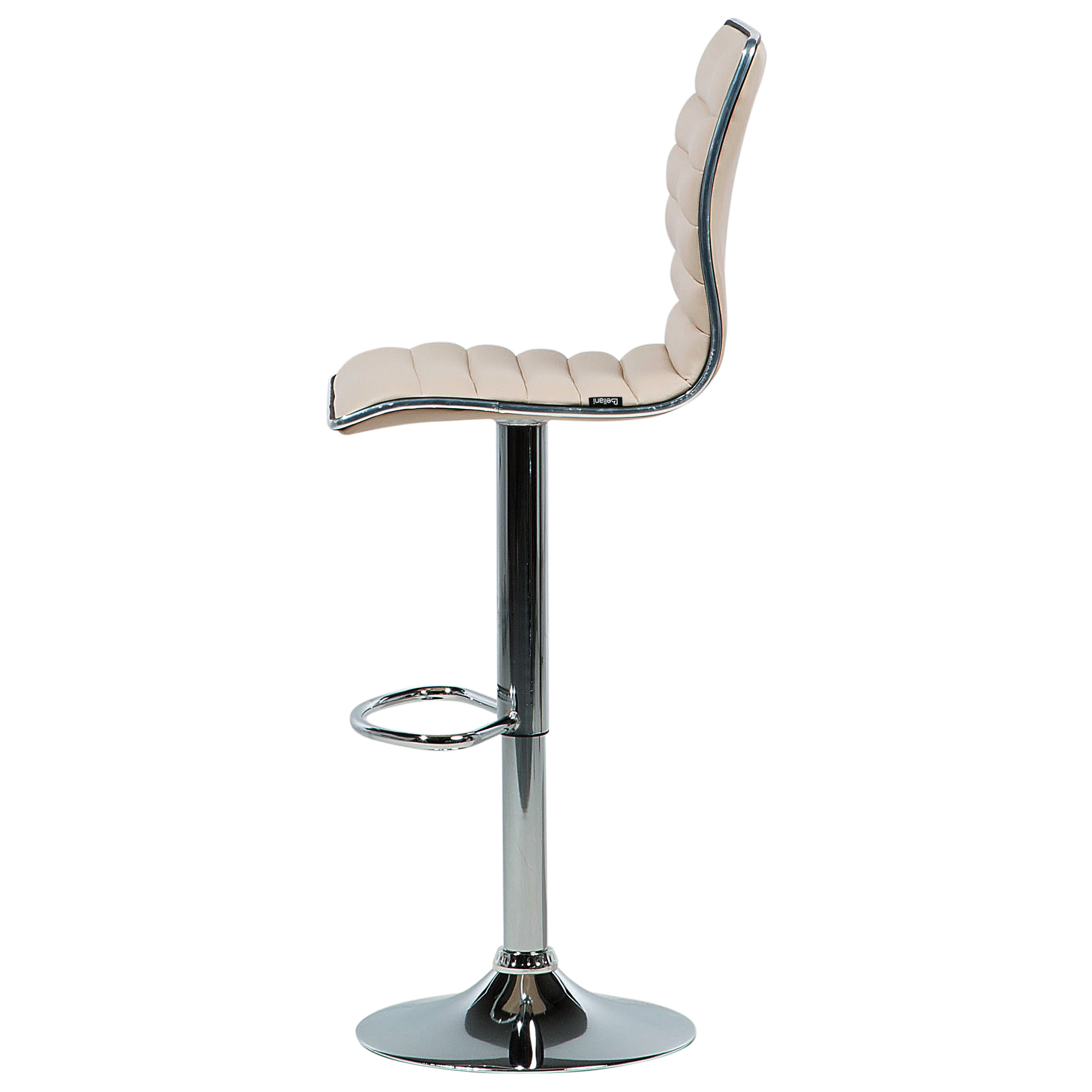 Set of 2 Bar Stools LUCERNE Faux Leather Swivel Light Beige [6]