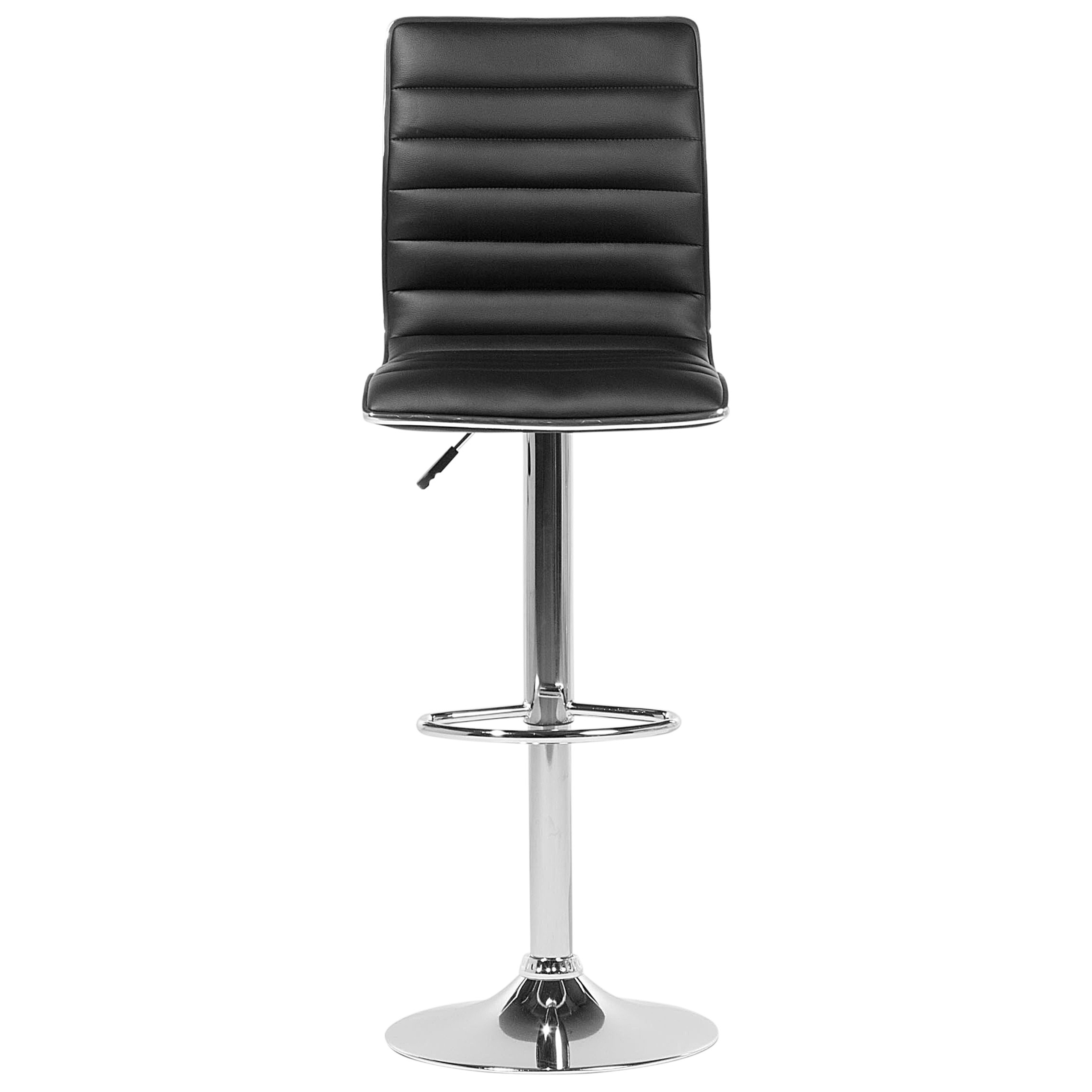 Set de 2 scaune de bar LUCERNE Piele ecologică Pivotant Negru [5]