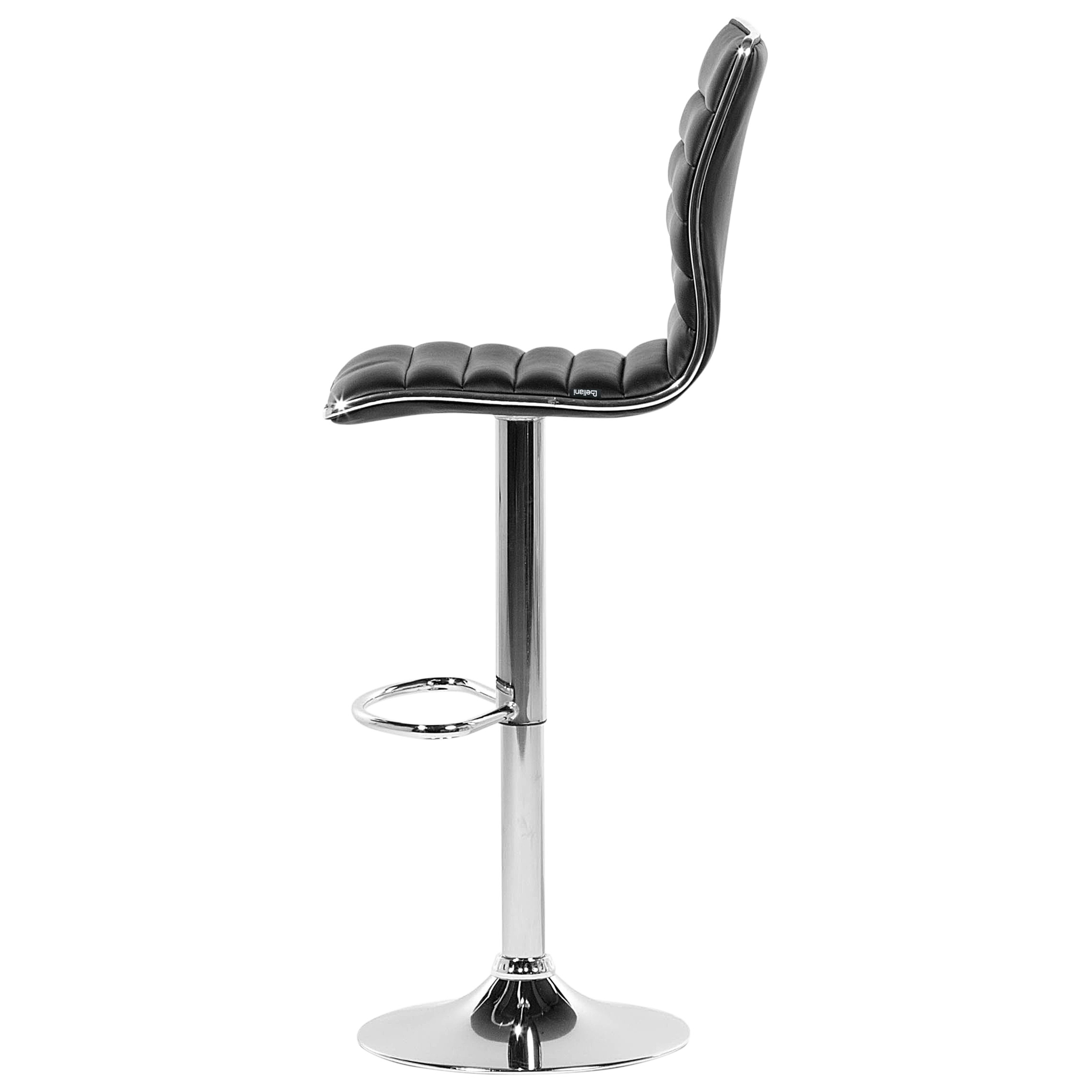 Set de 2 scaune de bar LUCERNE Piele ecologică Pivotant Negru [7]