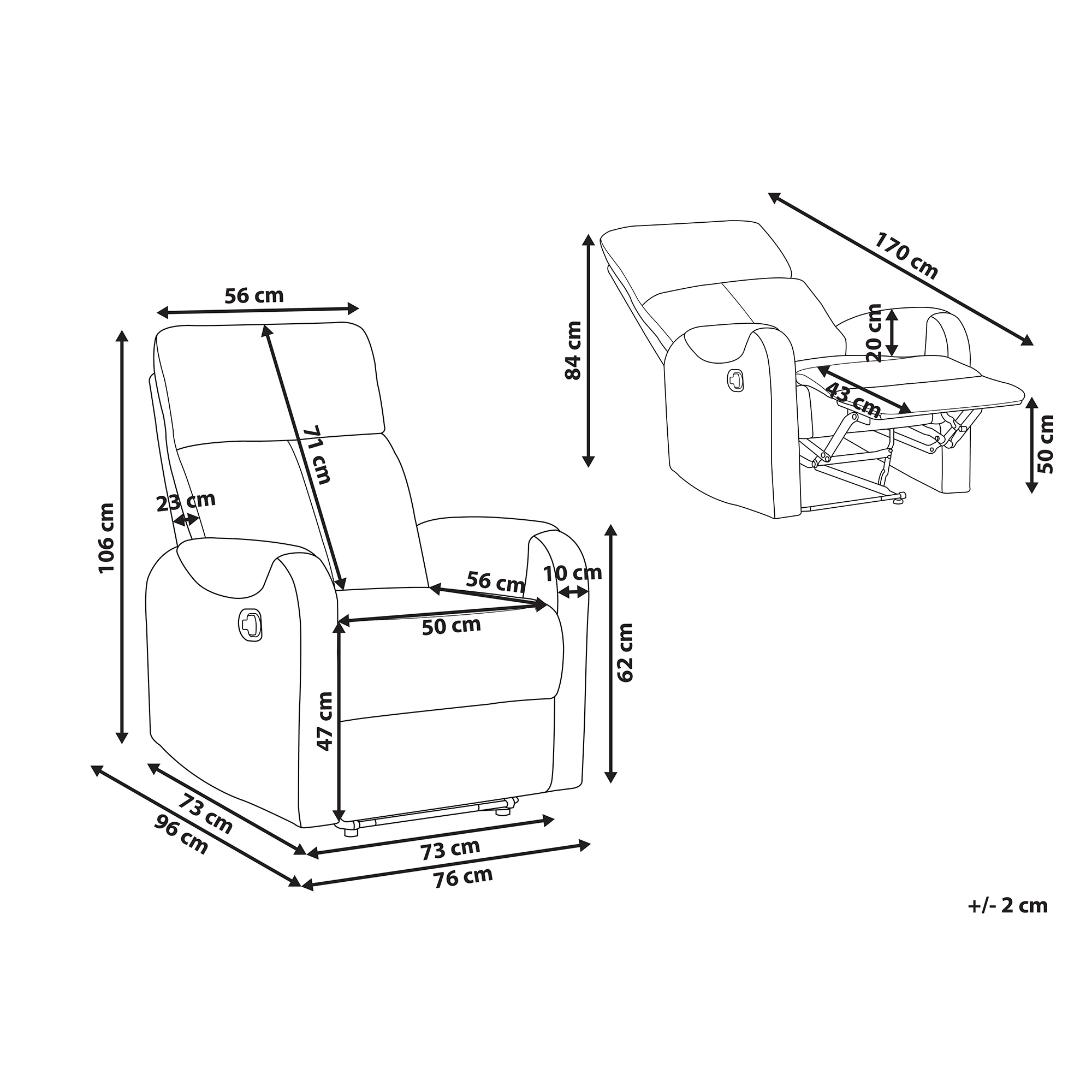 Fotoliu cu recliner SOMERO Suport pentru picioare retractabil  Gri [3]