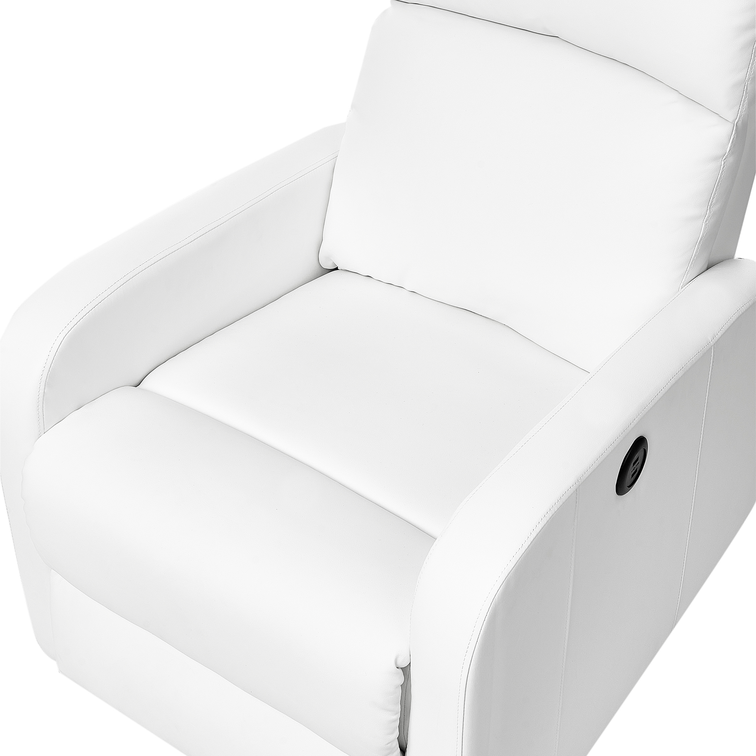 VIRRAT Recliner Armchair Retractable Footrest Eco-leather White [7]