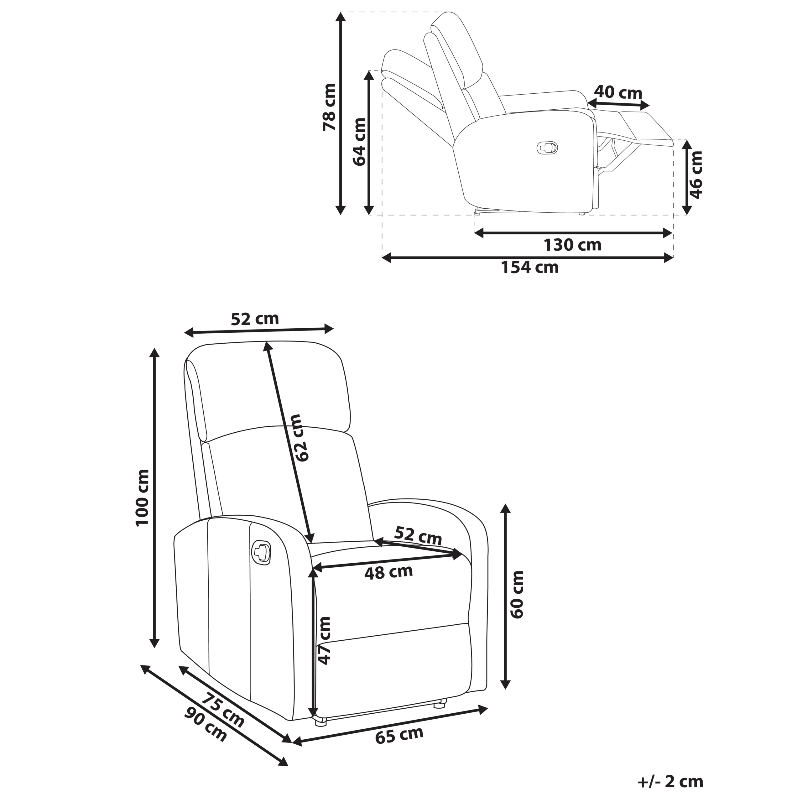 VIRRAT Recliner Armchair Retractable Footrest Eco-leather White [3]